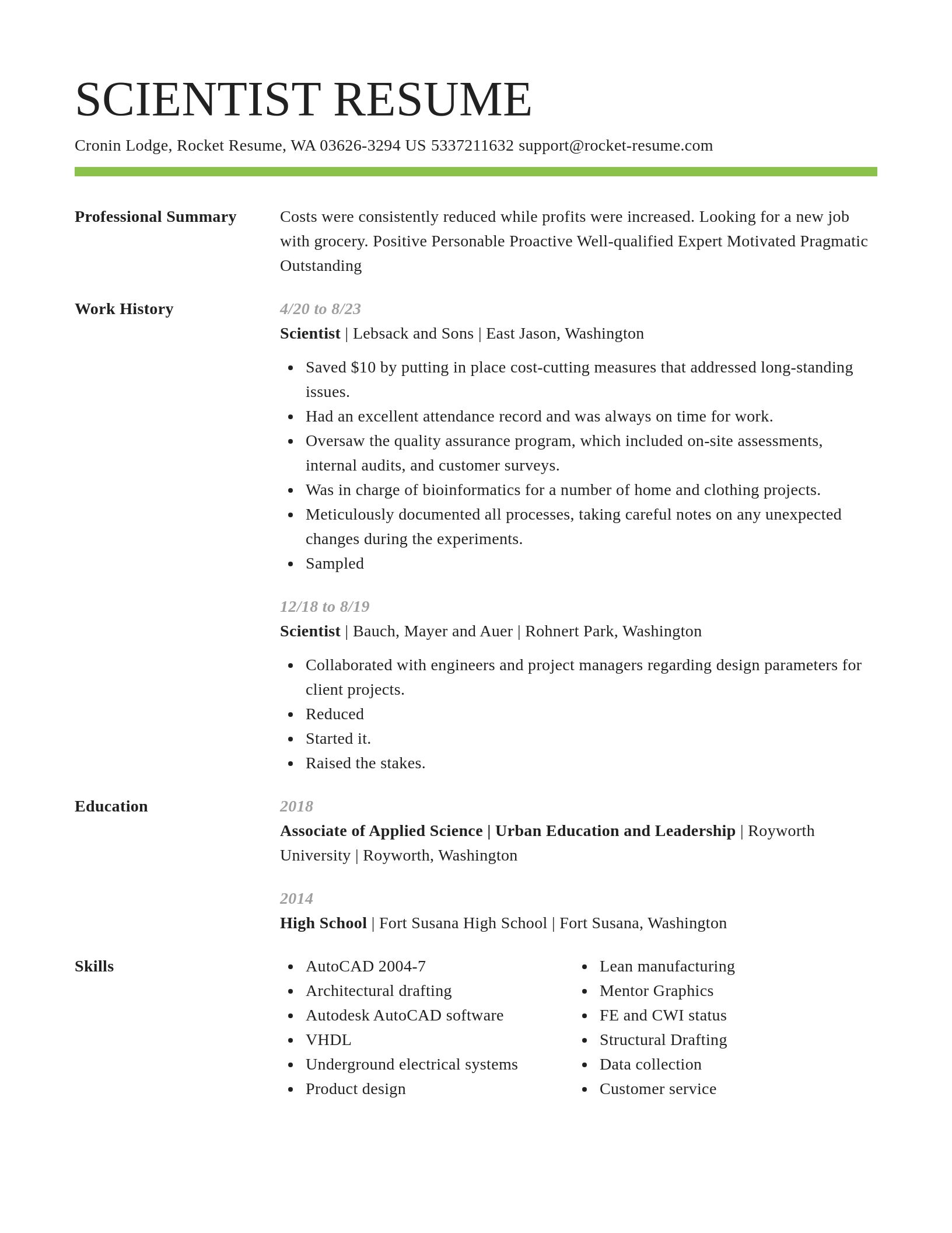 Smart resume template