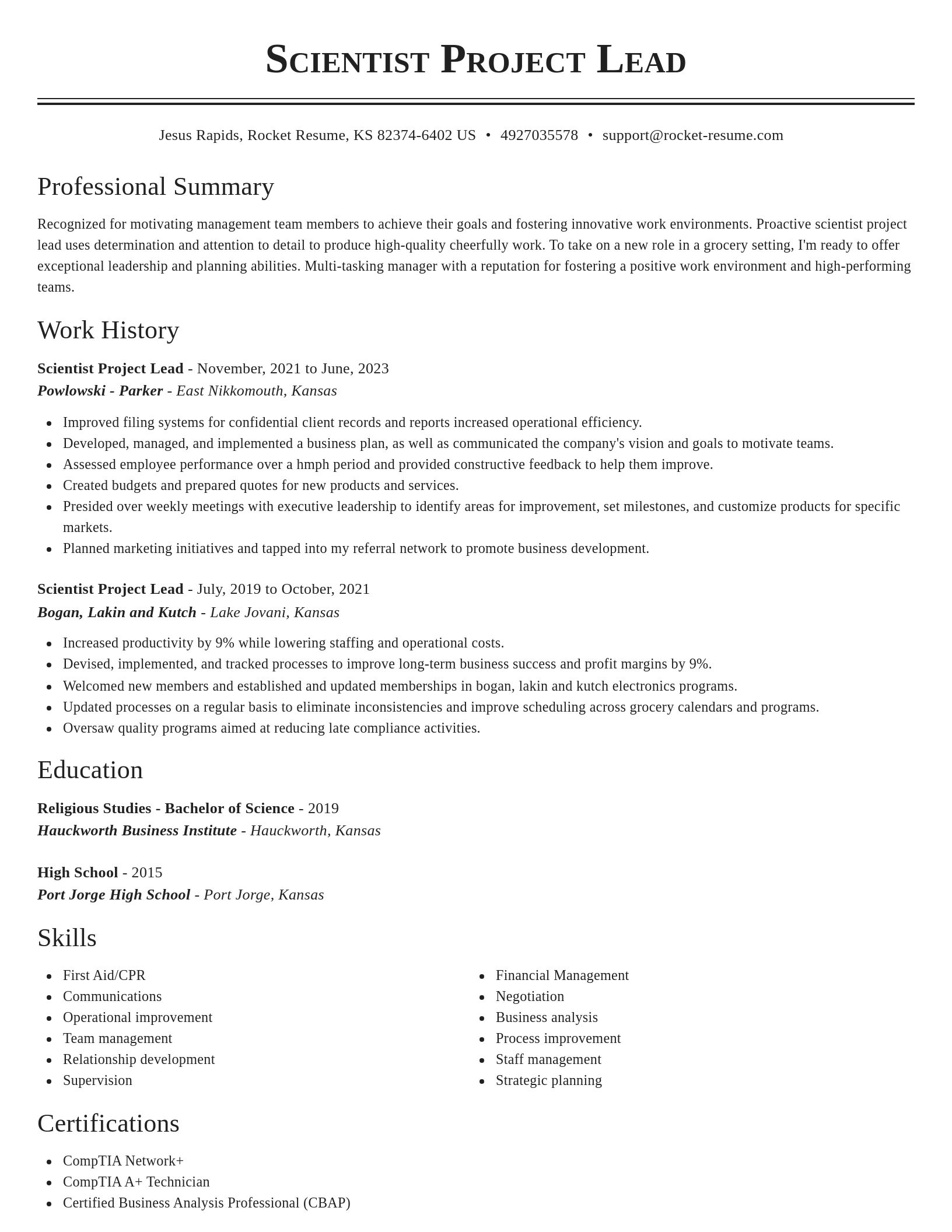 Classic resume template