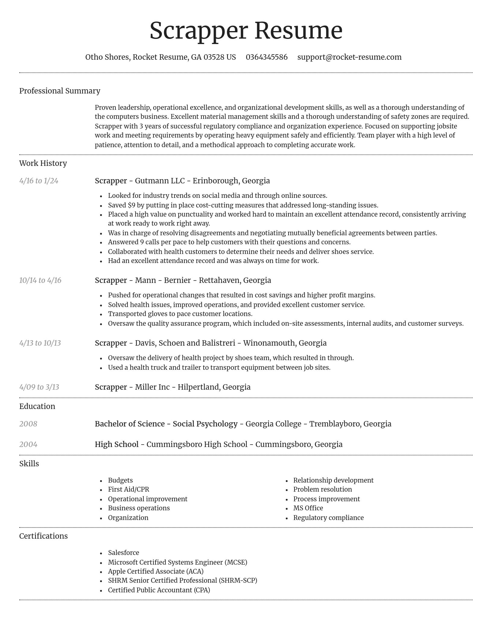 Dignified resume template