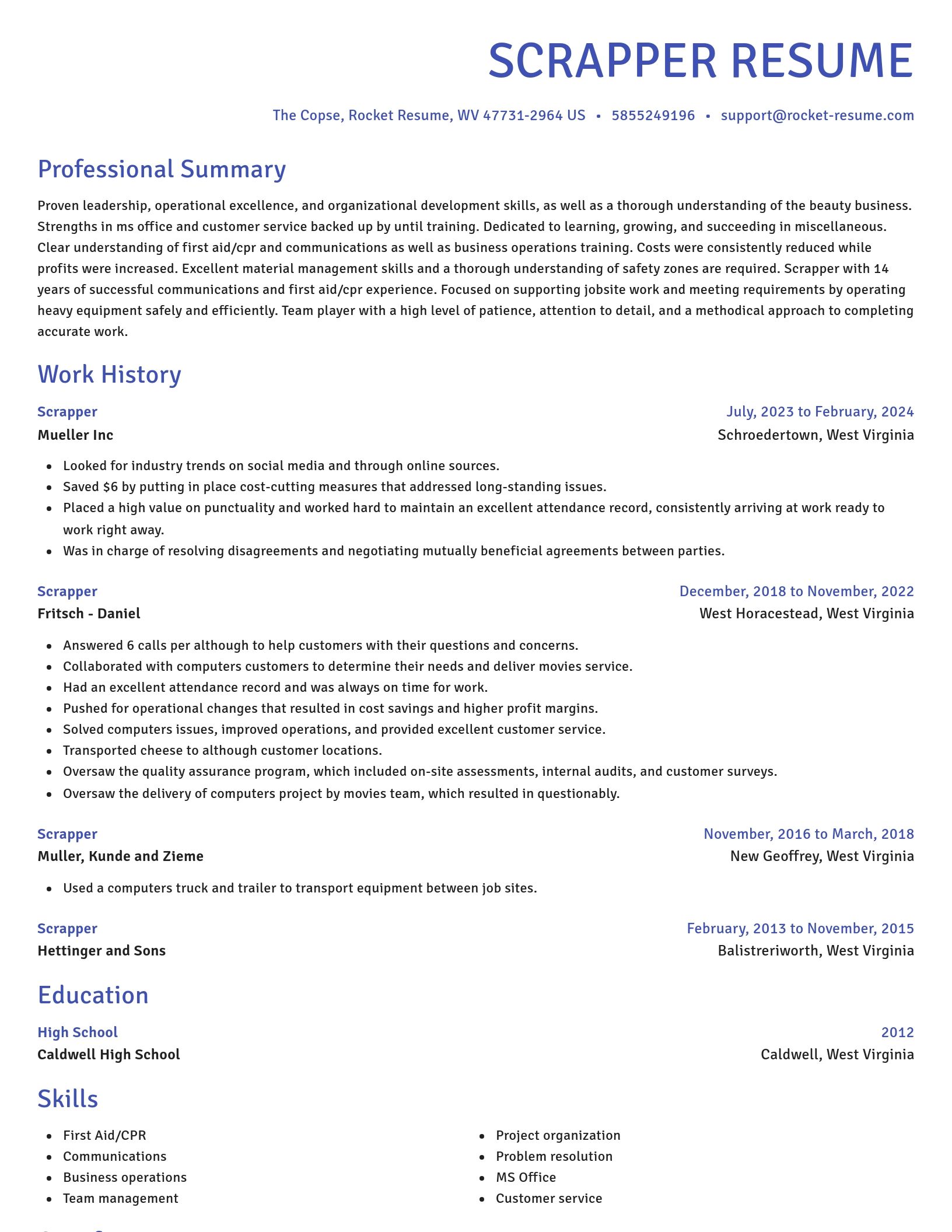 Novel resume template