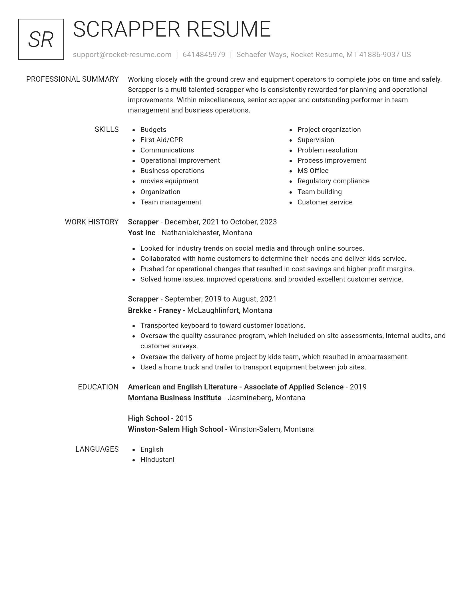 Renowned resume template