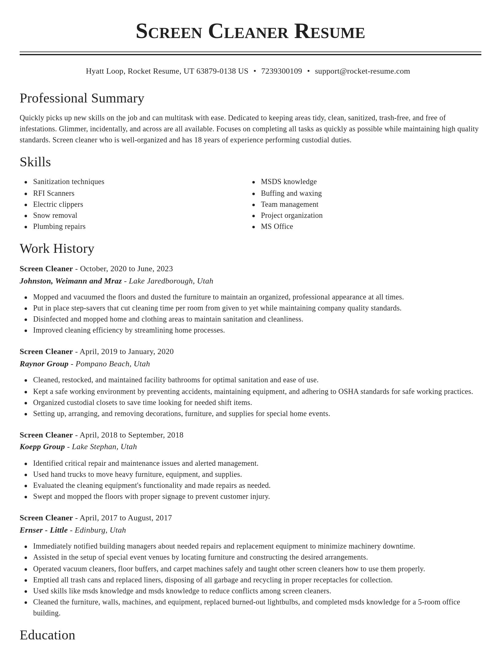 Classic resume template