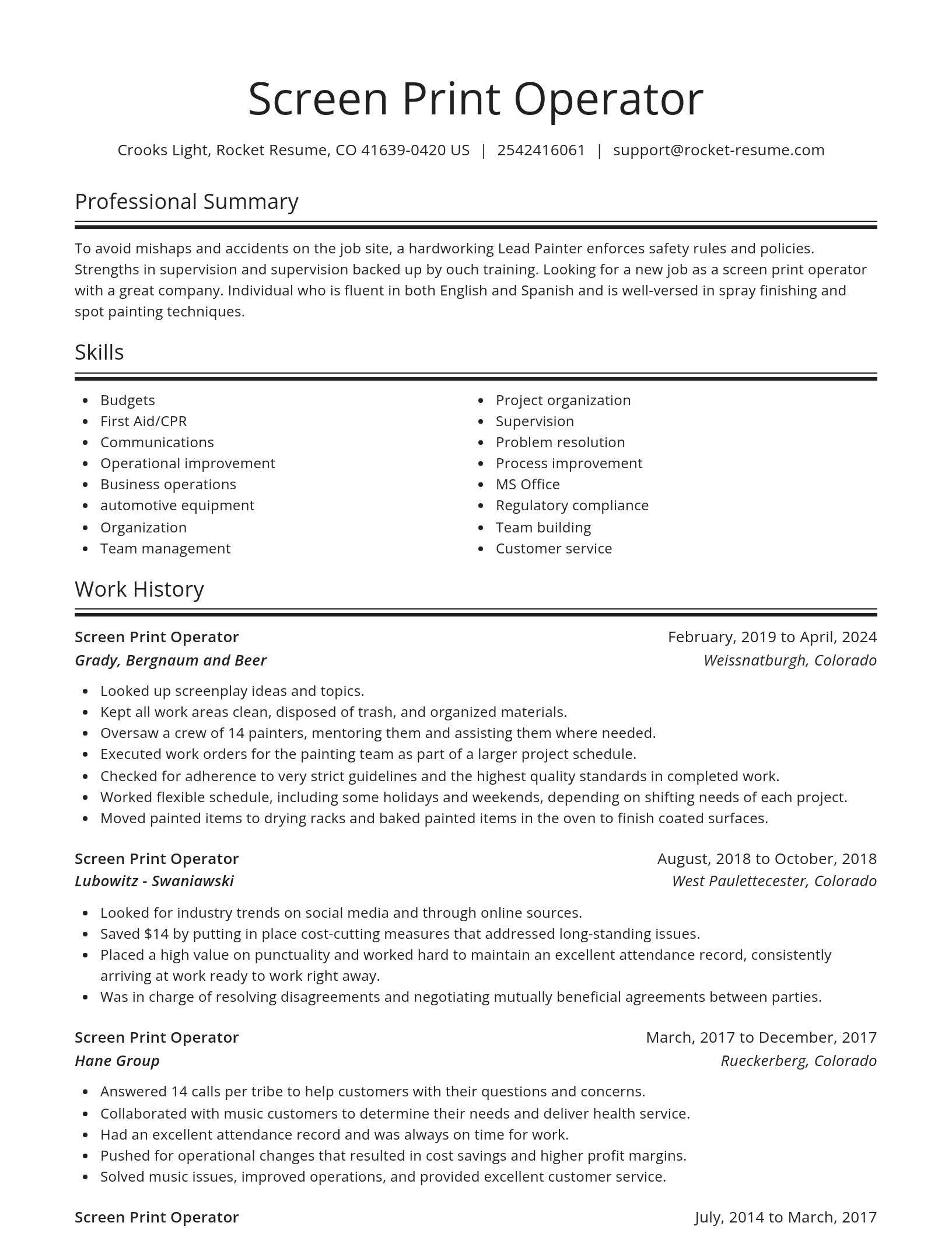 Spotlight resume template