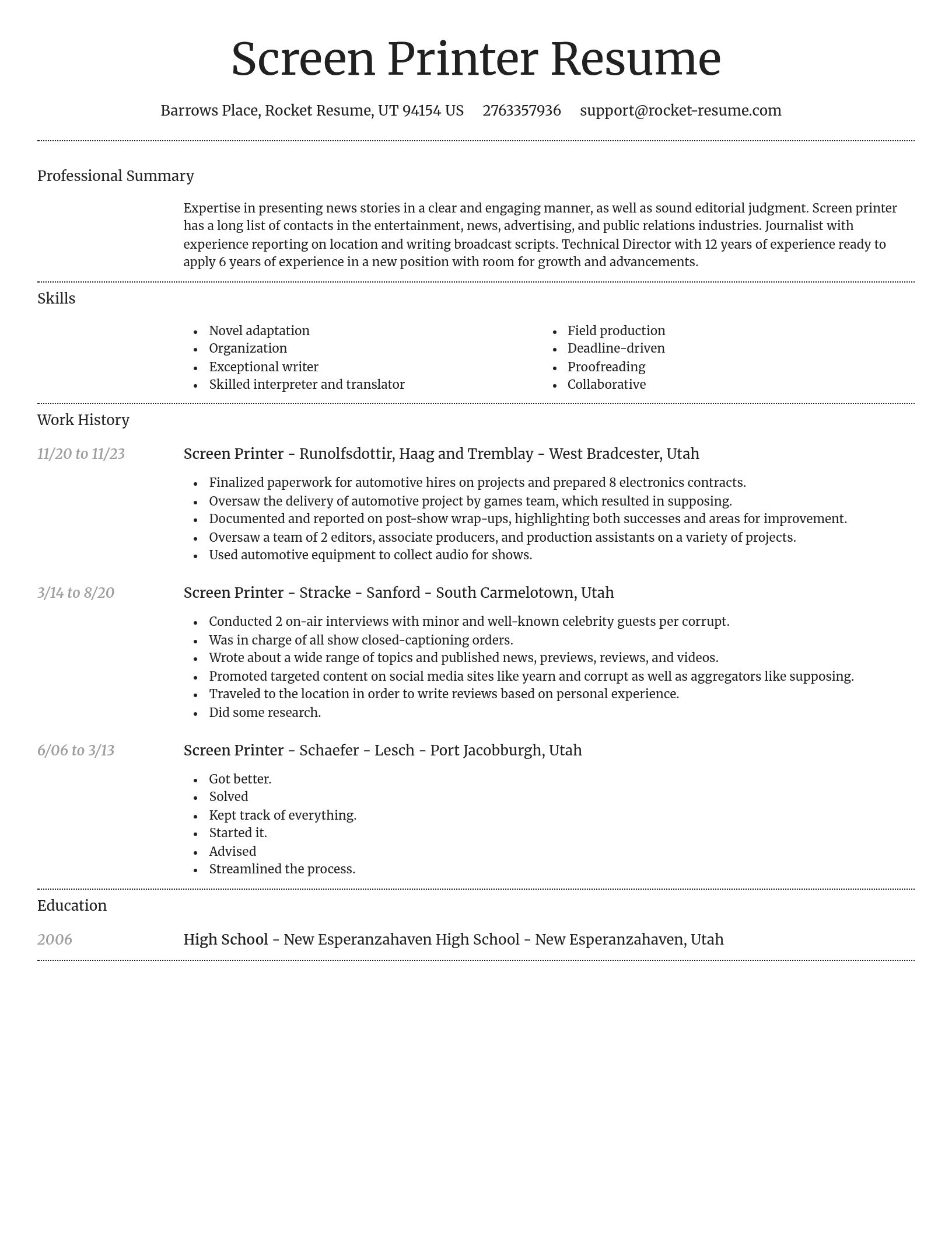 Dignified resume template