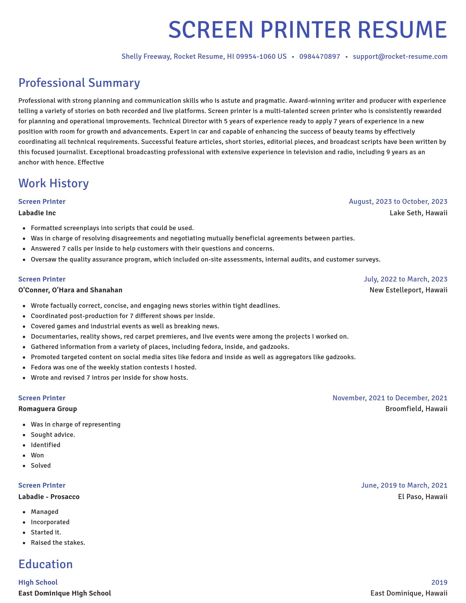 Novel resume template