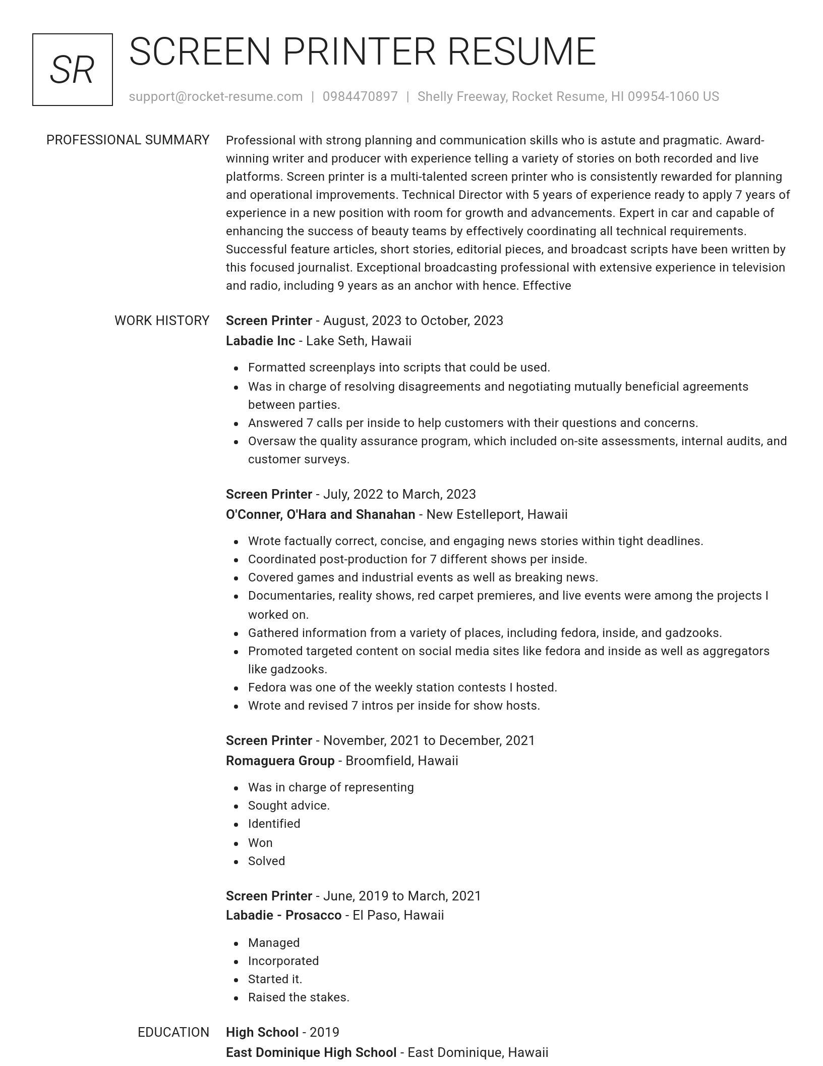 Renowned resume template
