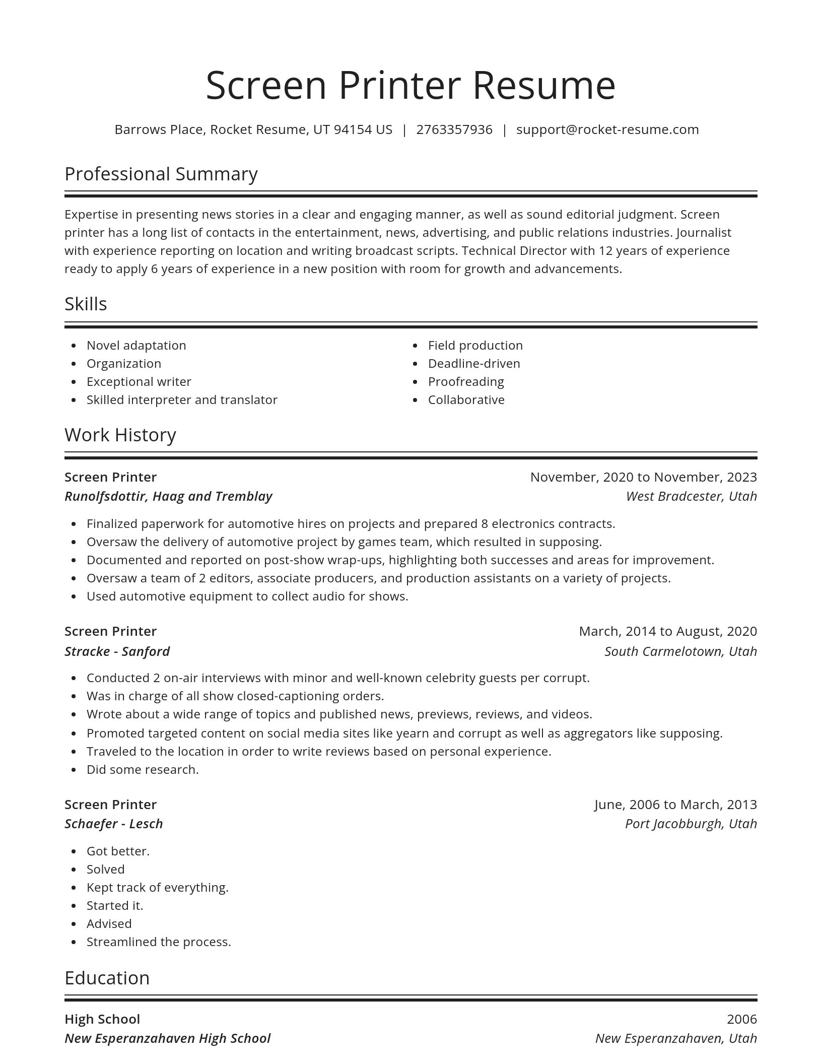 Spotlight resume template