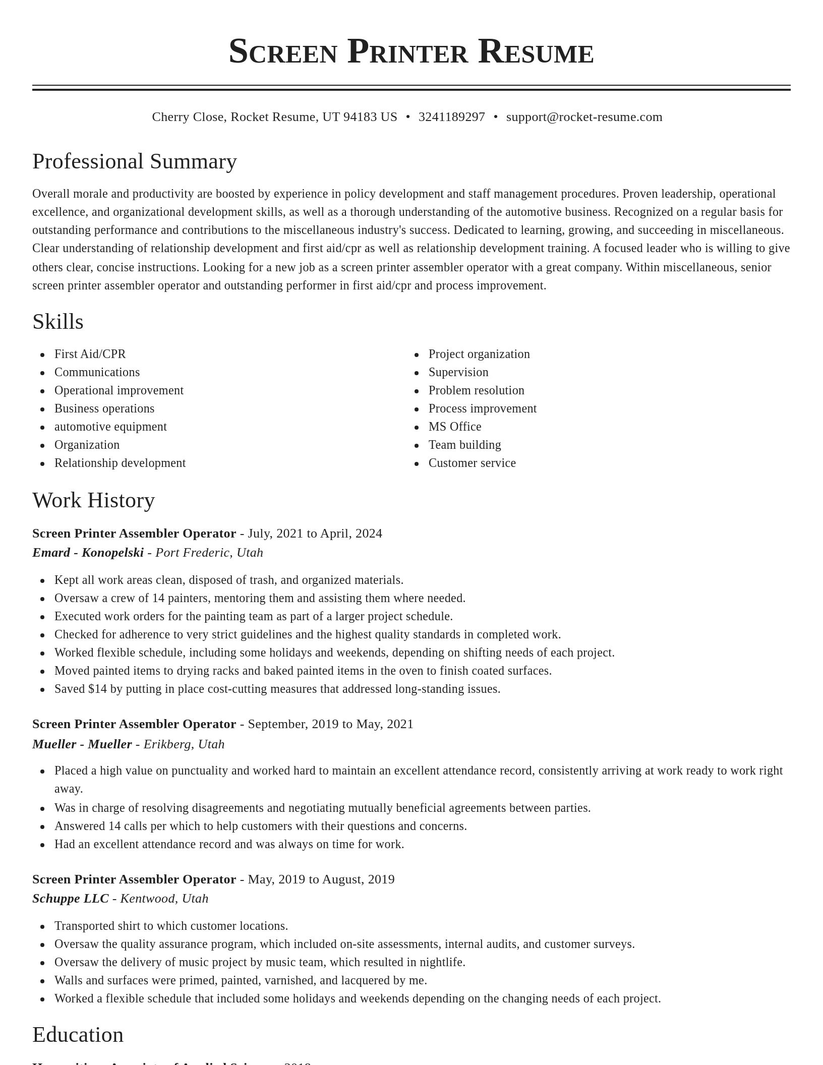 Classic resume template
