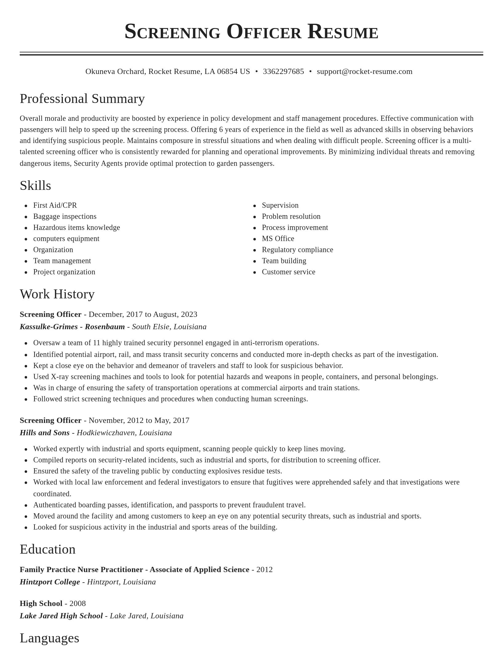 Classic resume template