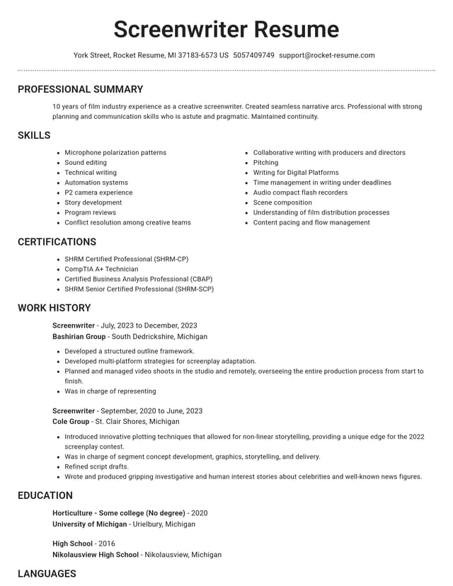 Brilliant resume template