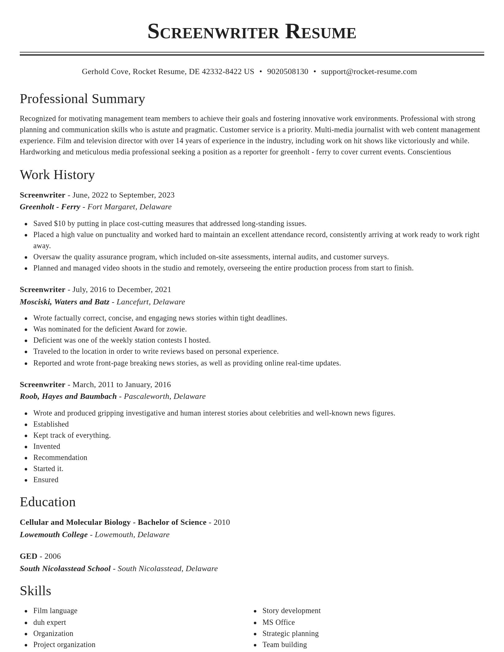 Classic resume template