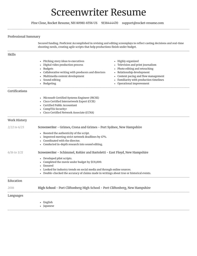 Dignified resume template