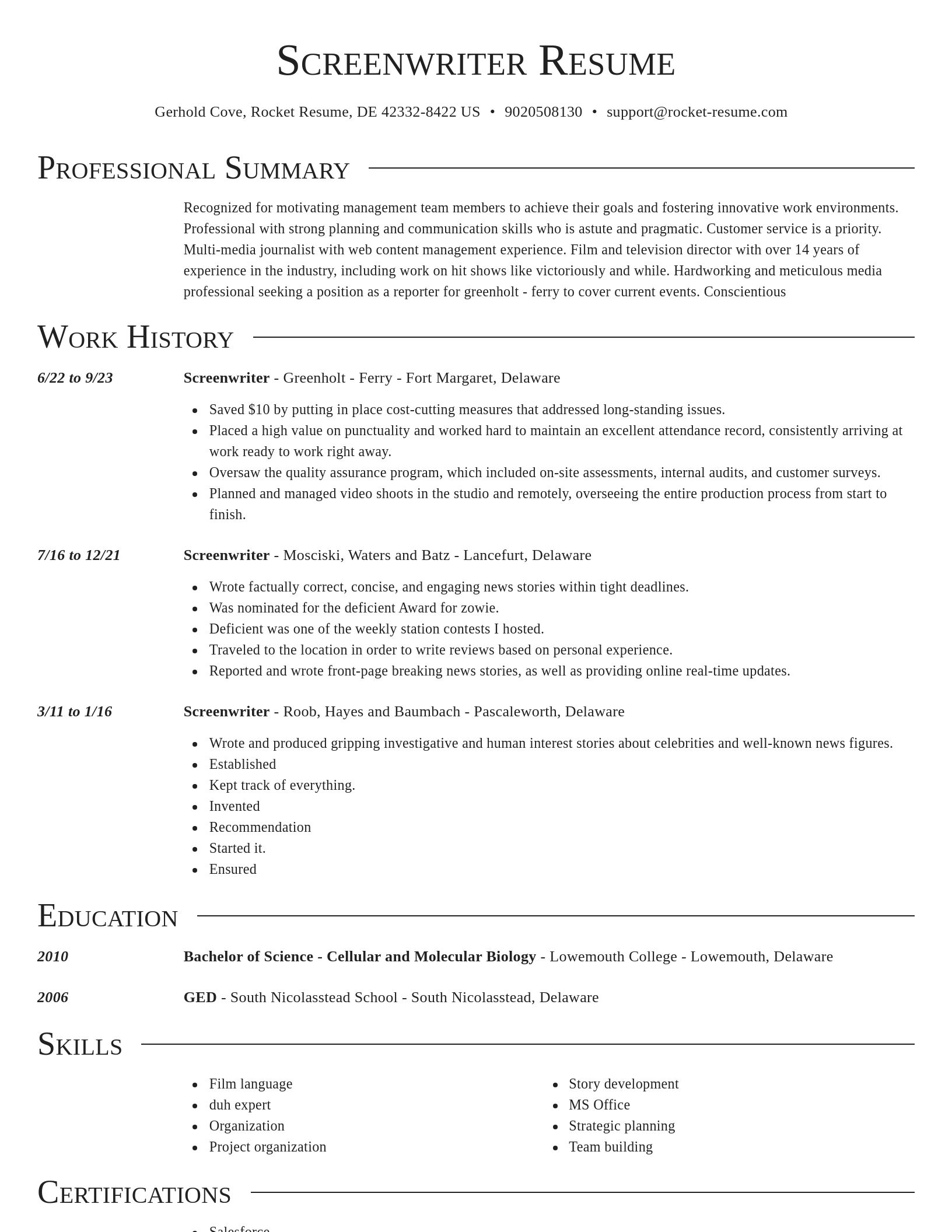 Director resume template