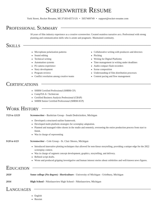 Director resume template