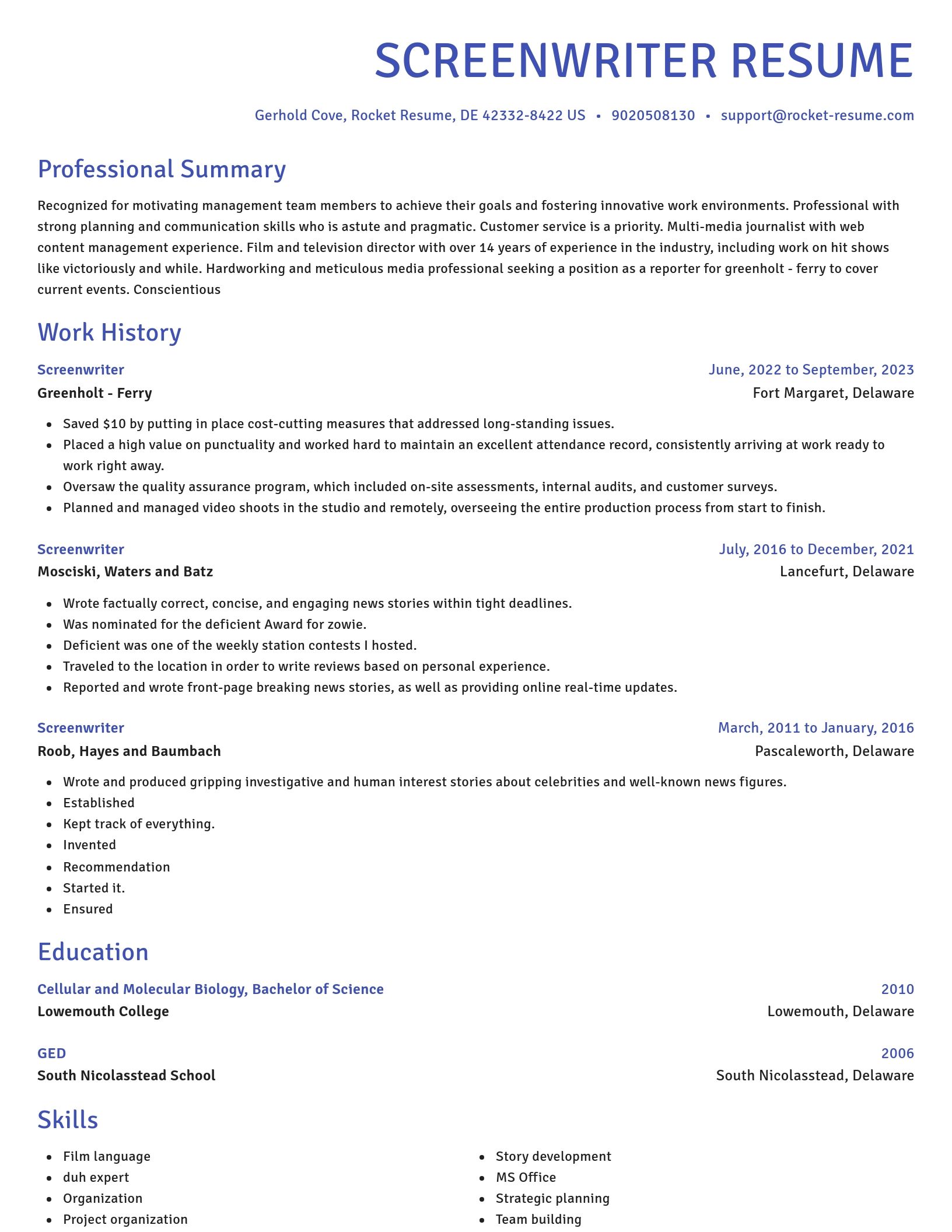 Novel resume template