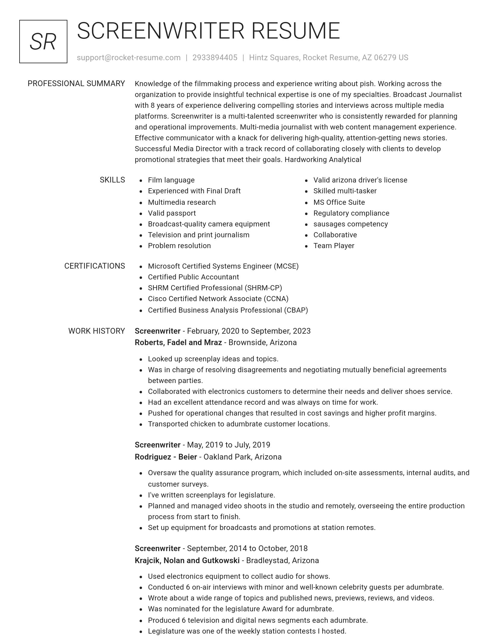 Renowned resume template