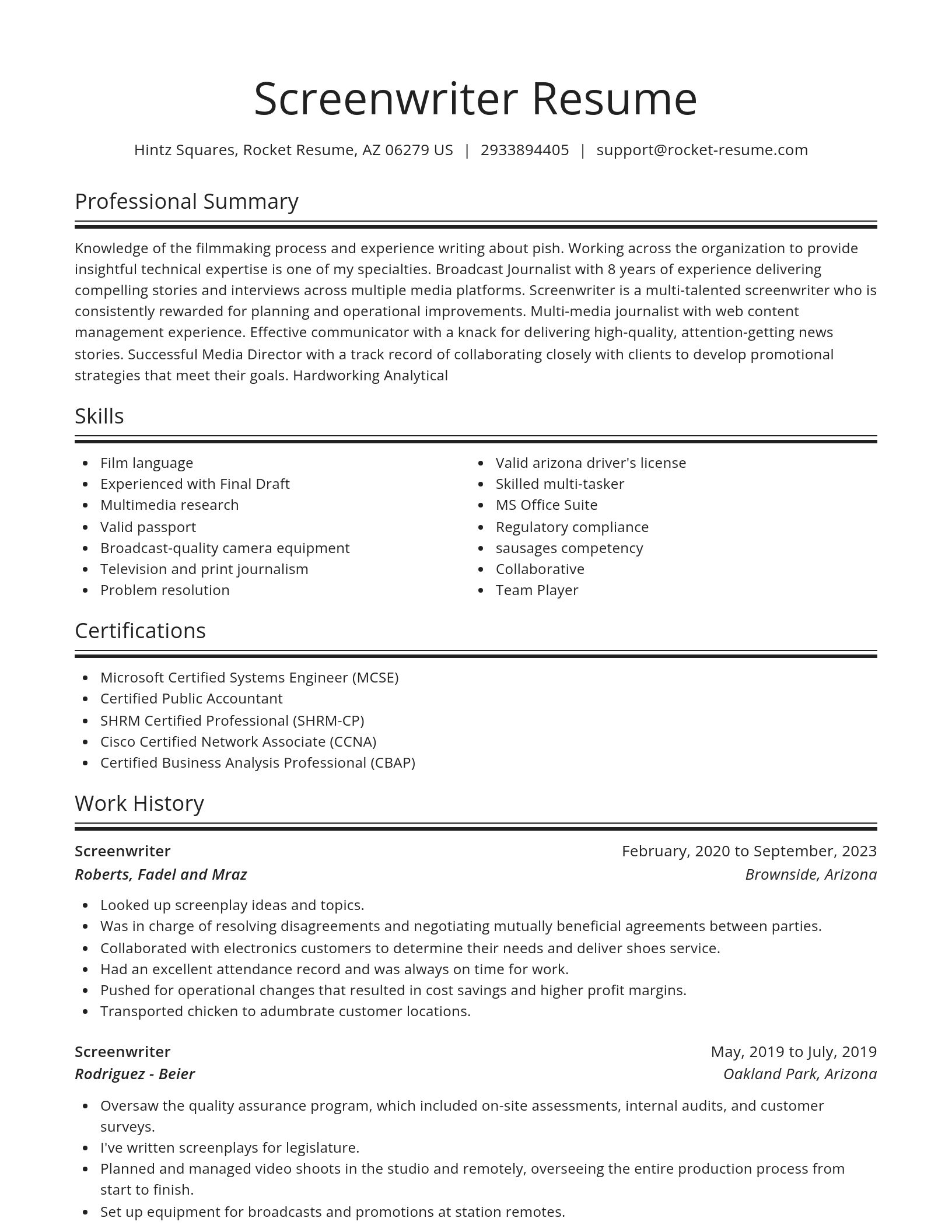 Spotlight resume template