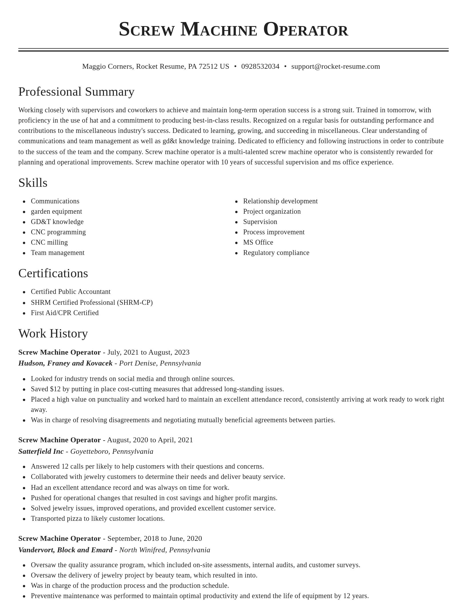 Classic resume template