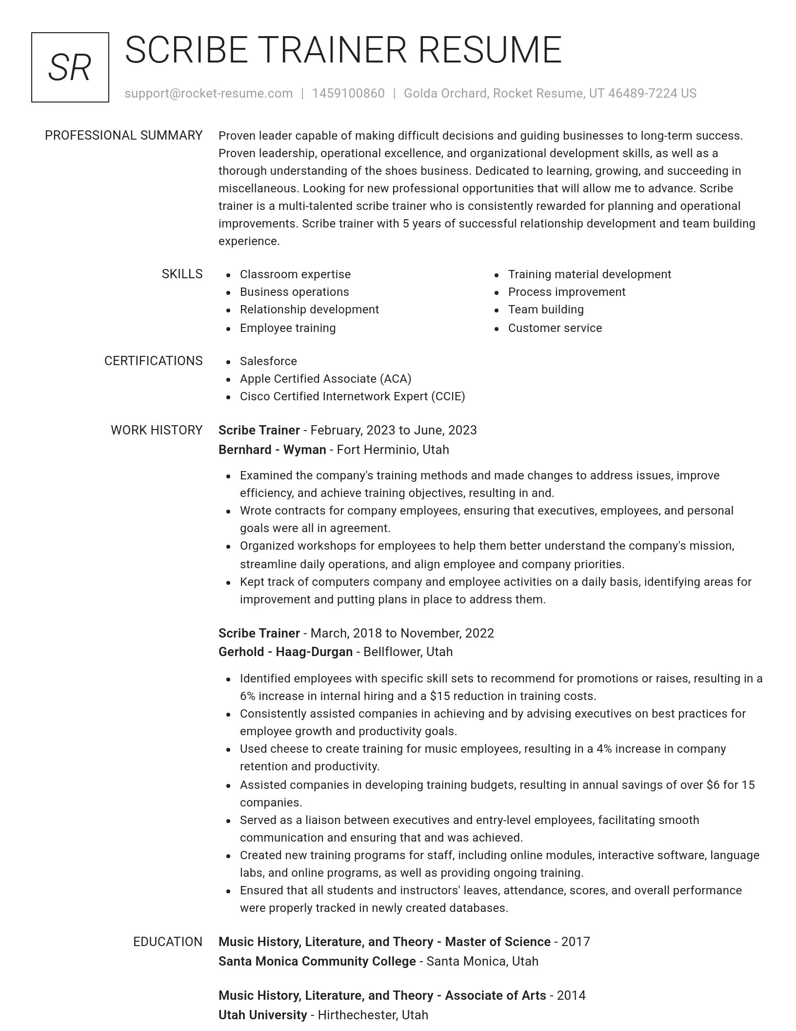 Renowned resume template
