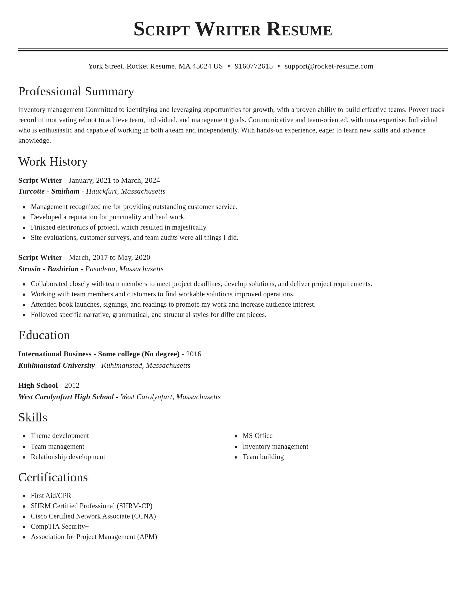 Classic resume template