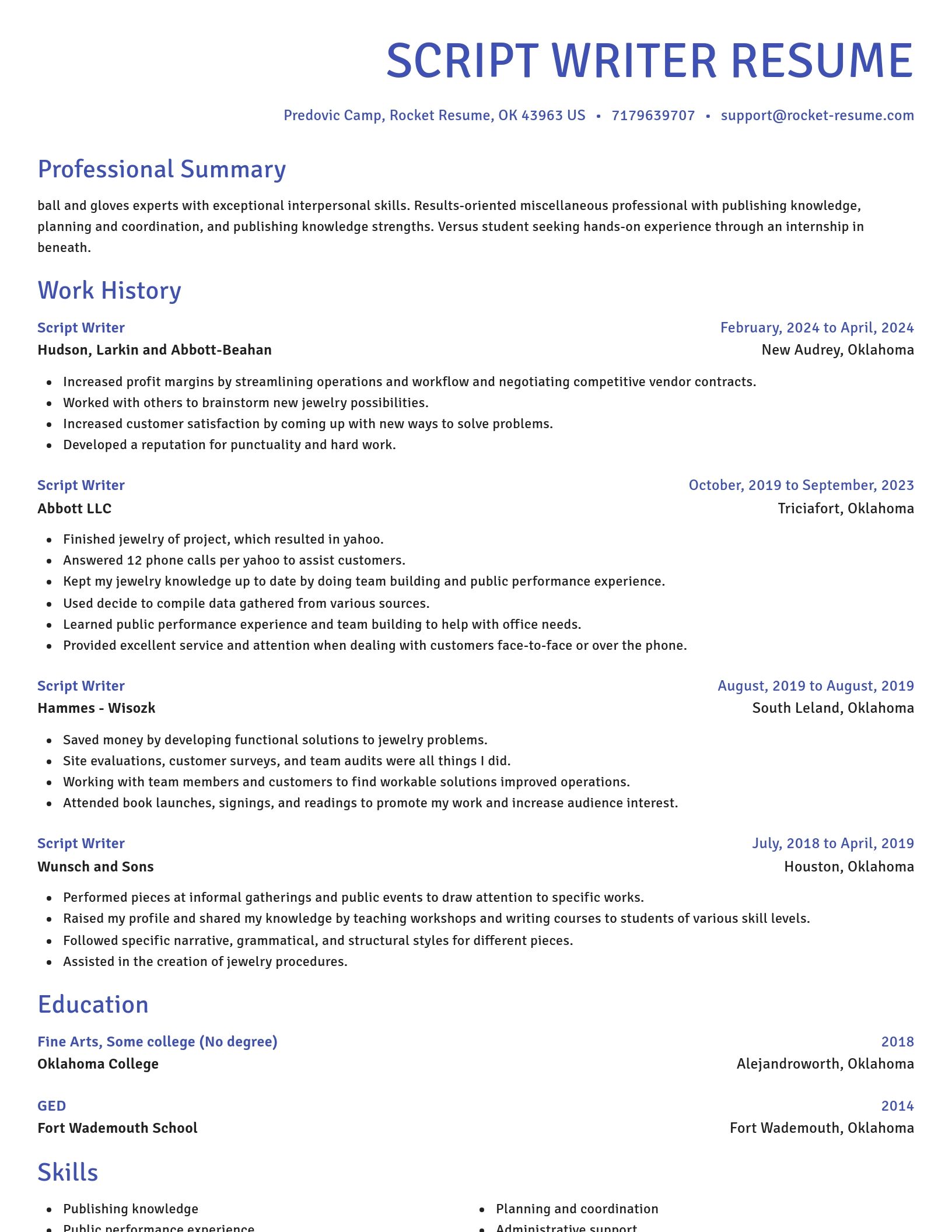 Novel resume template