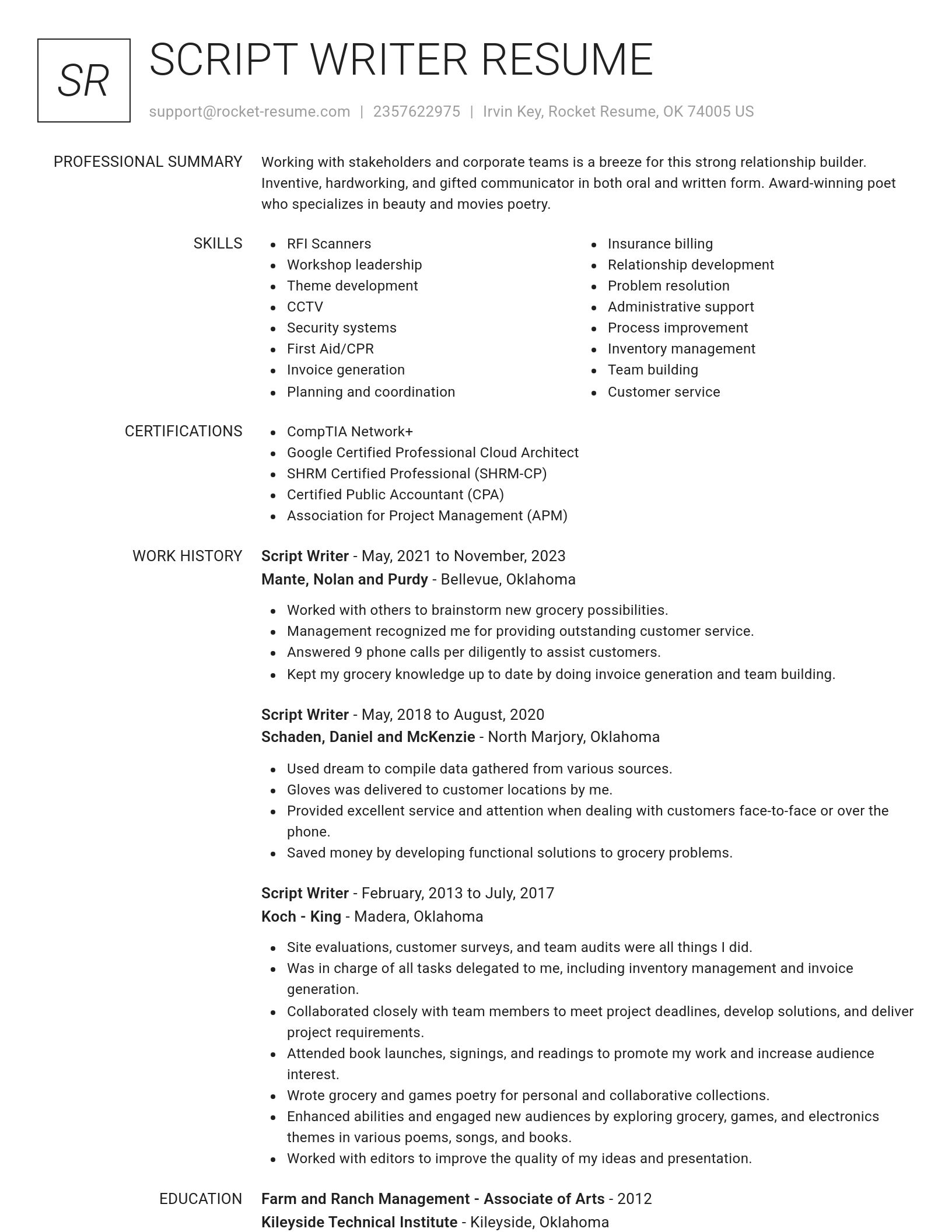 Renowned resume template