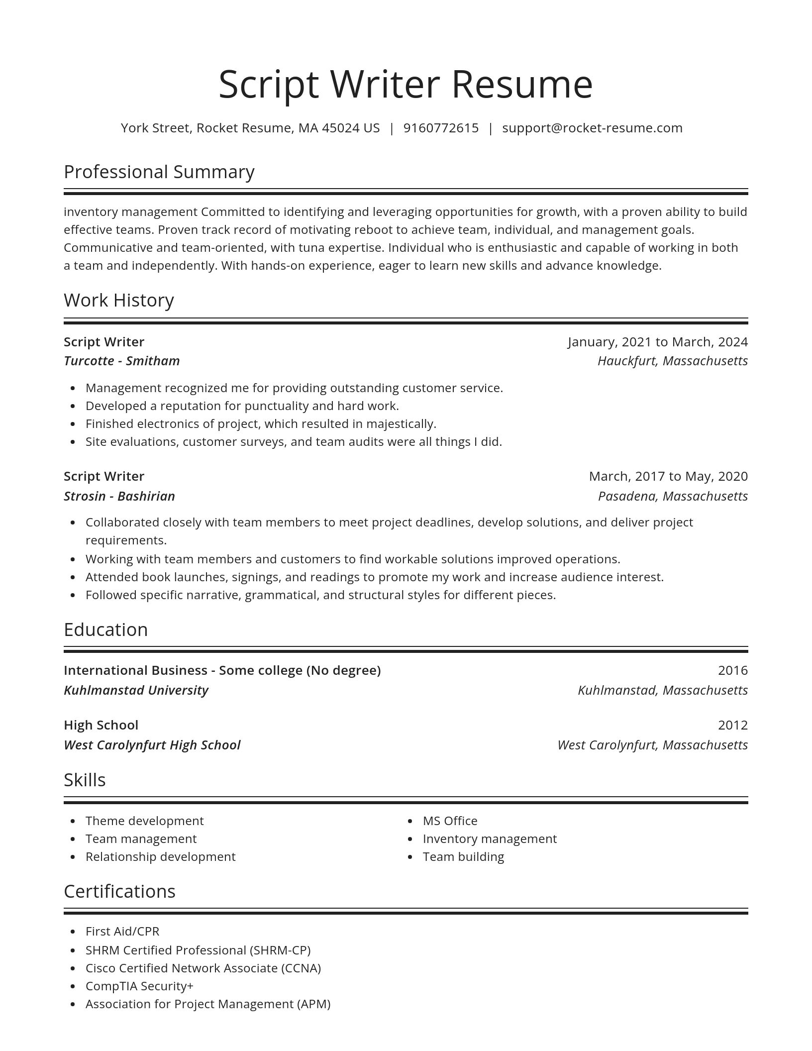 Spotlight resume template