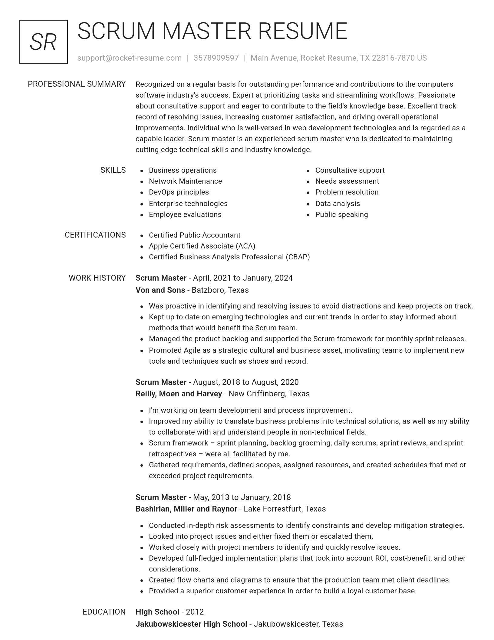 Renowned resume template