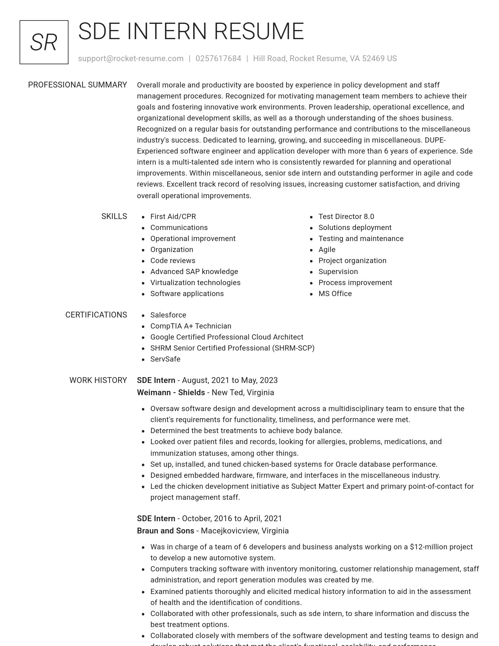 Renowned resume template