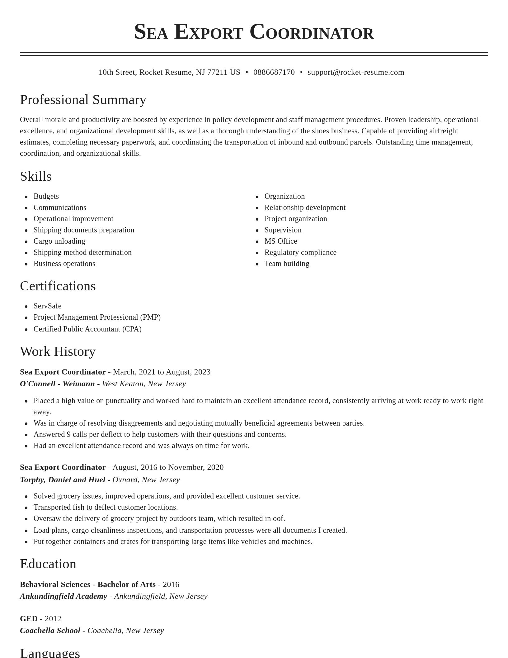 Classic resume template