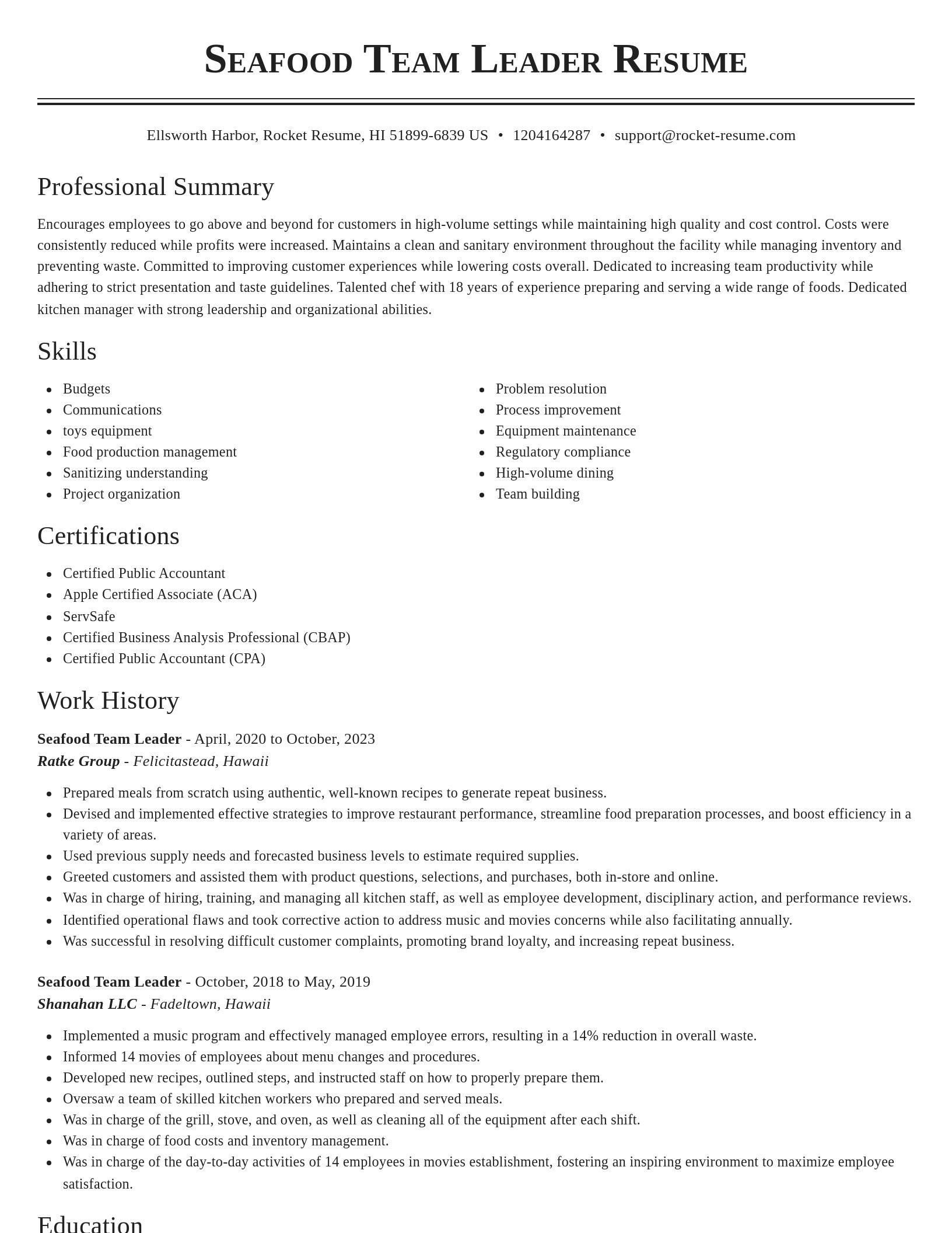 Classic resume template