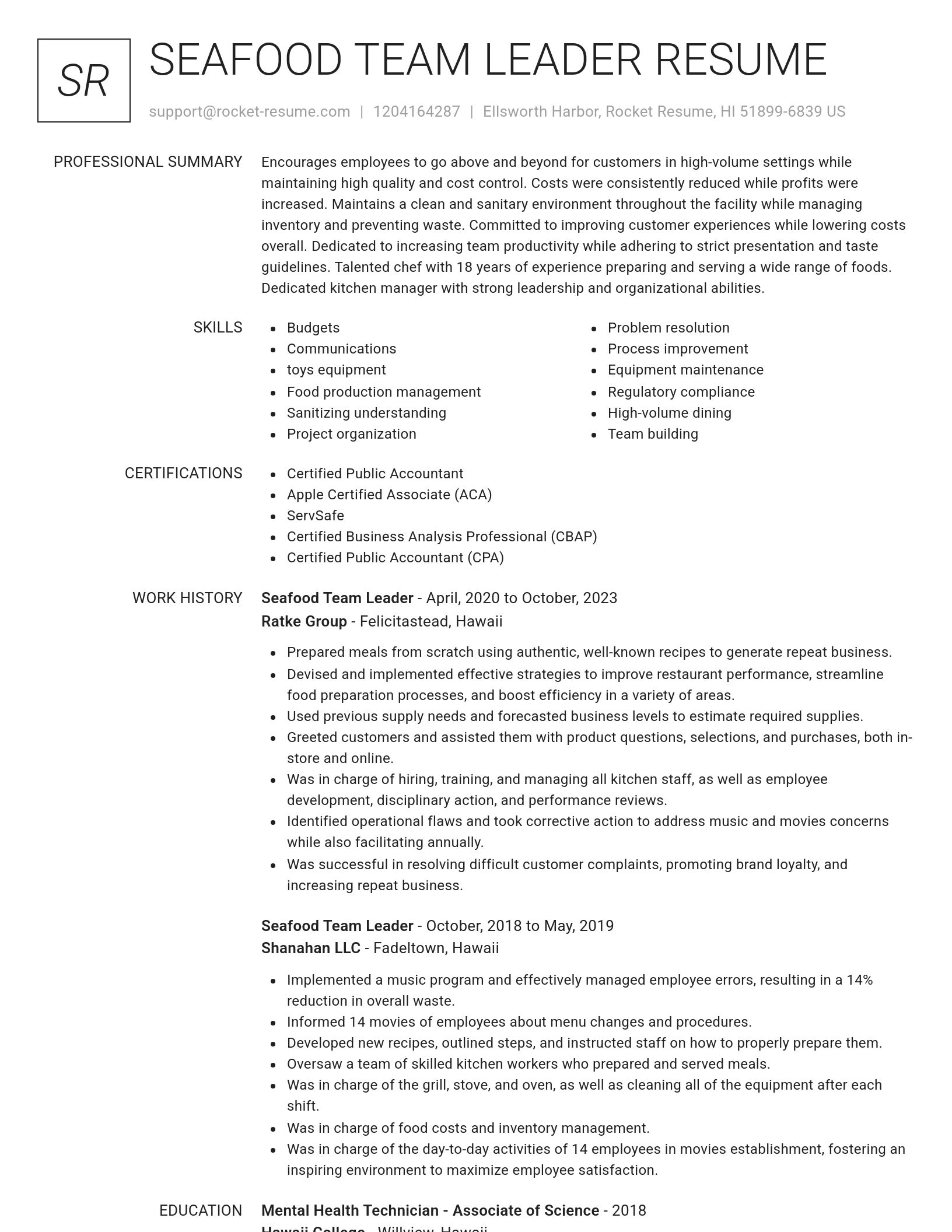 Renowned resume template