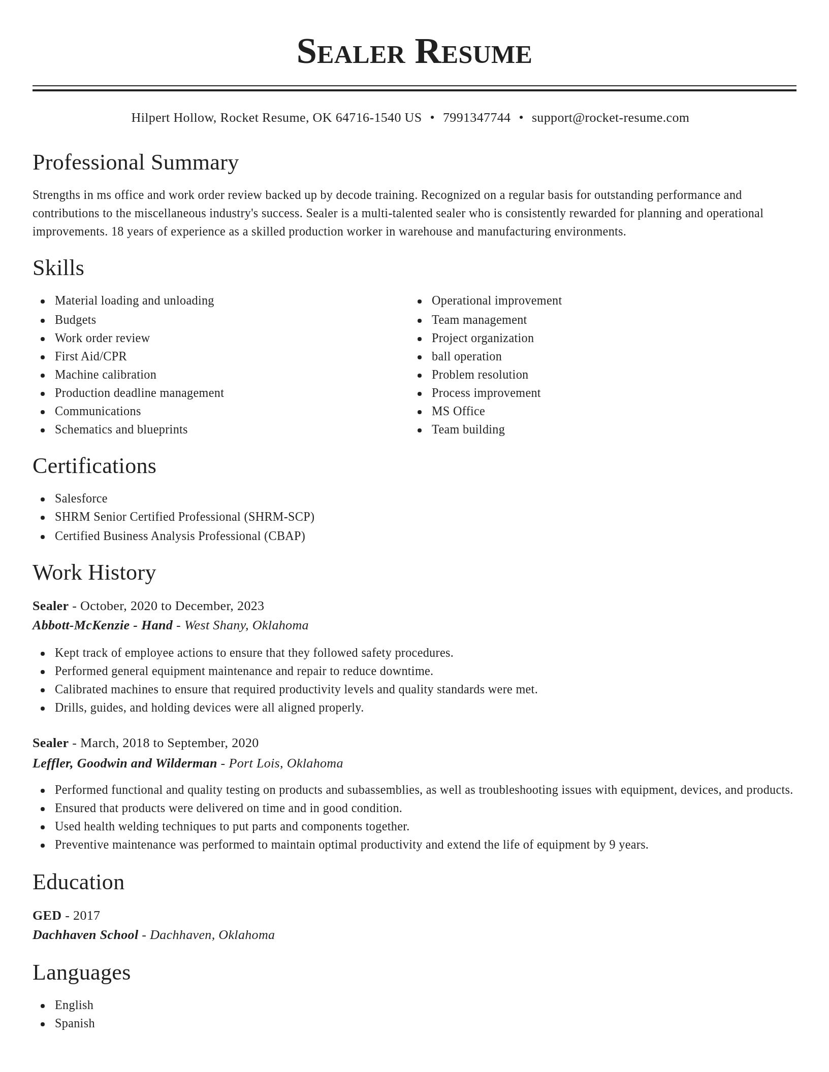 Classic resume template