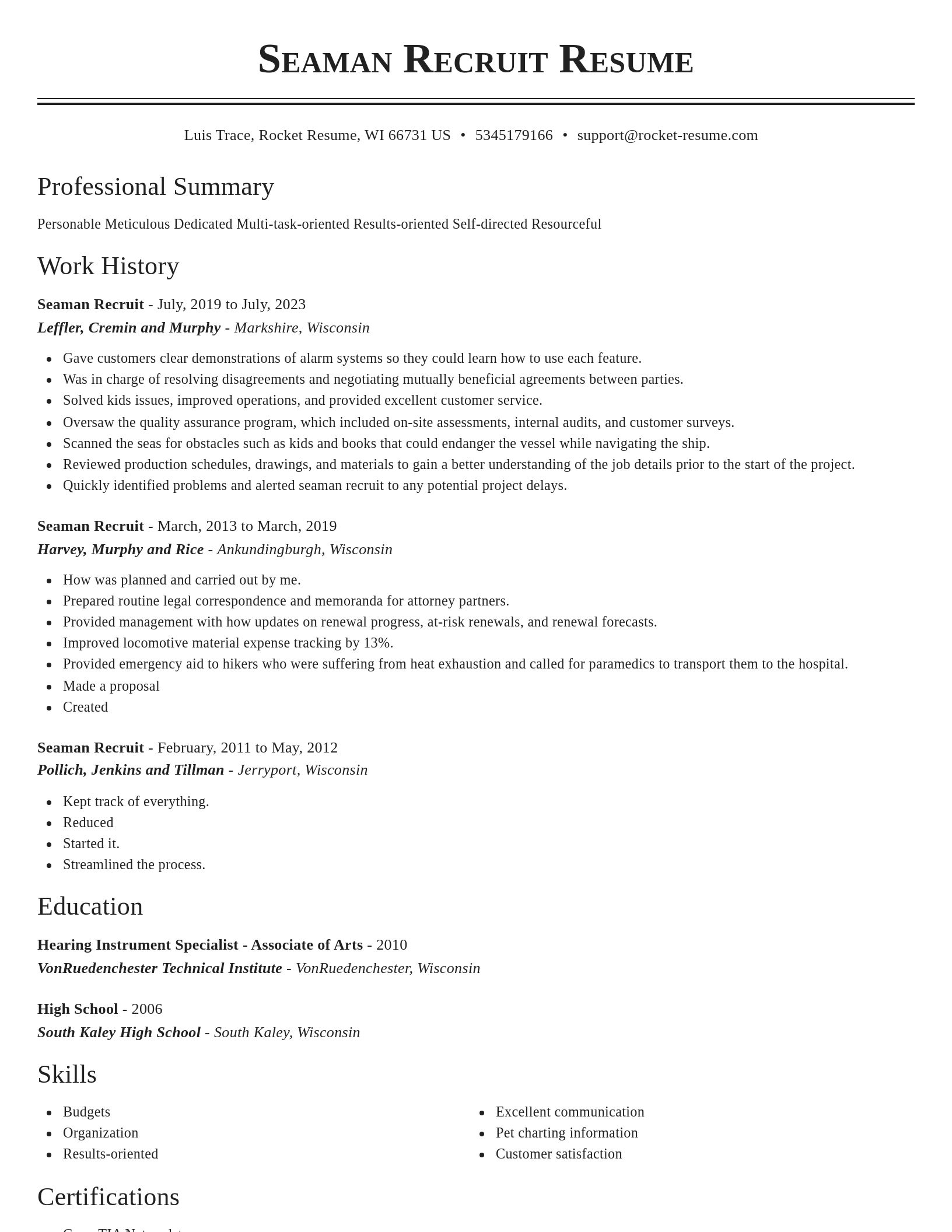 Classic resume template
