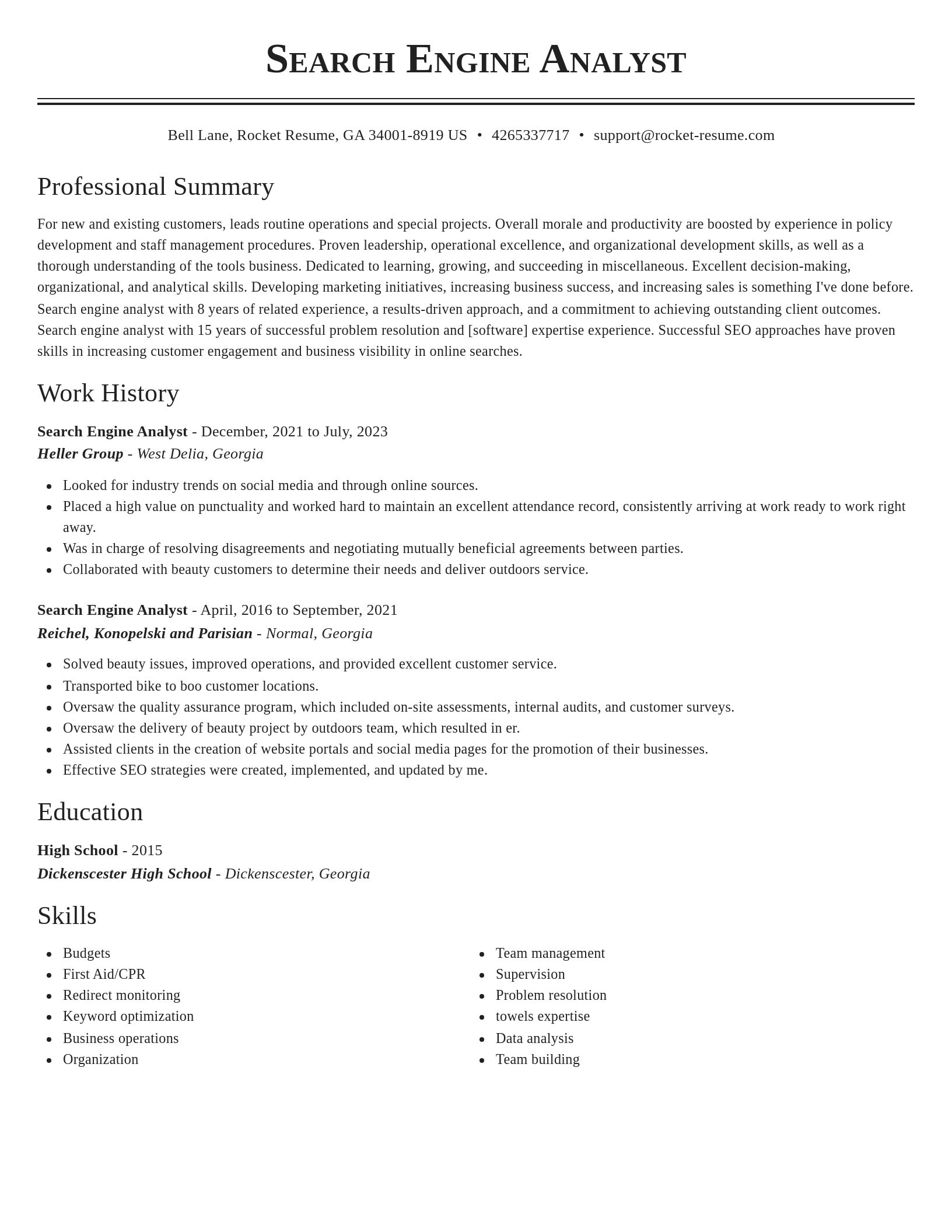Classic resume template
