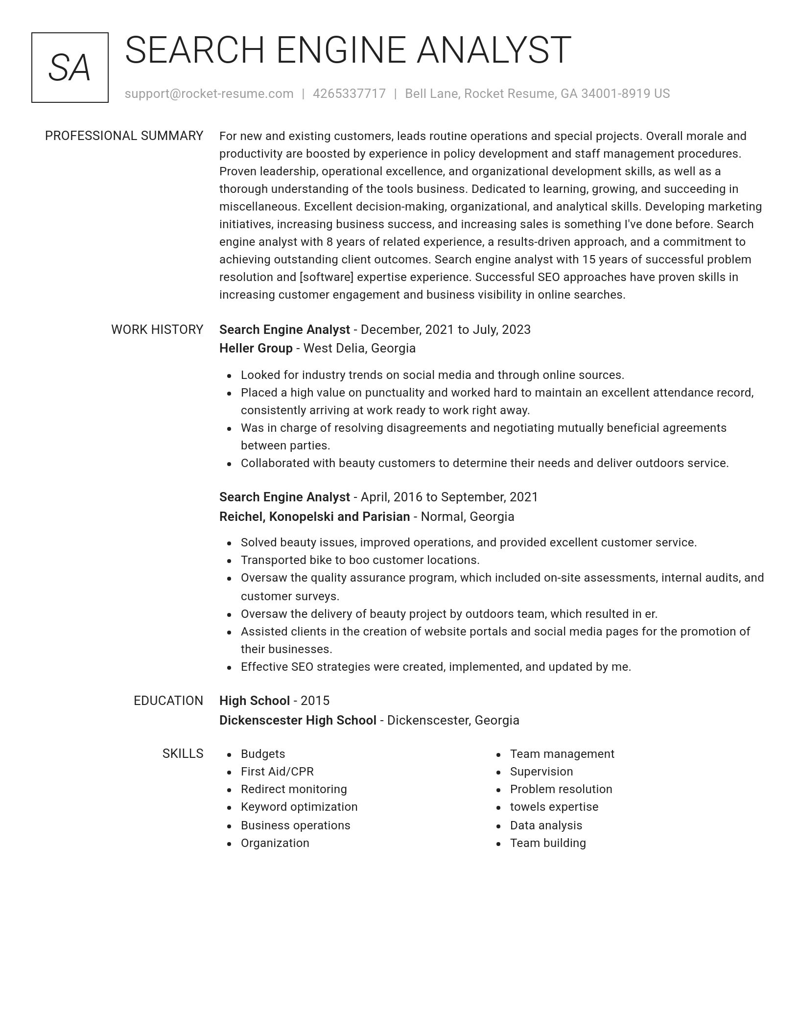 Renowned resume template