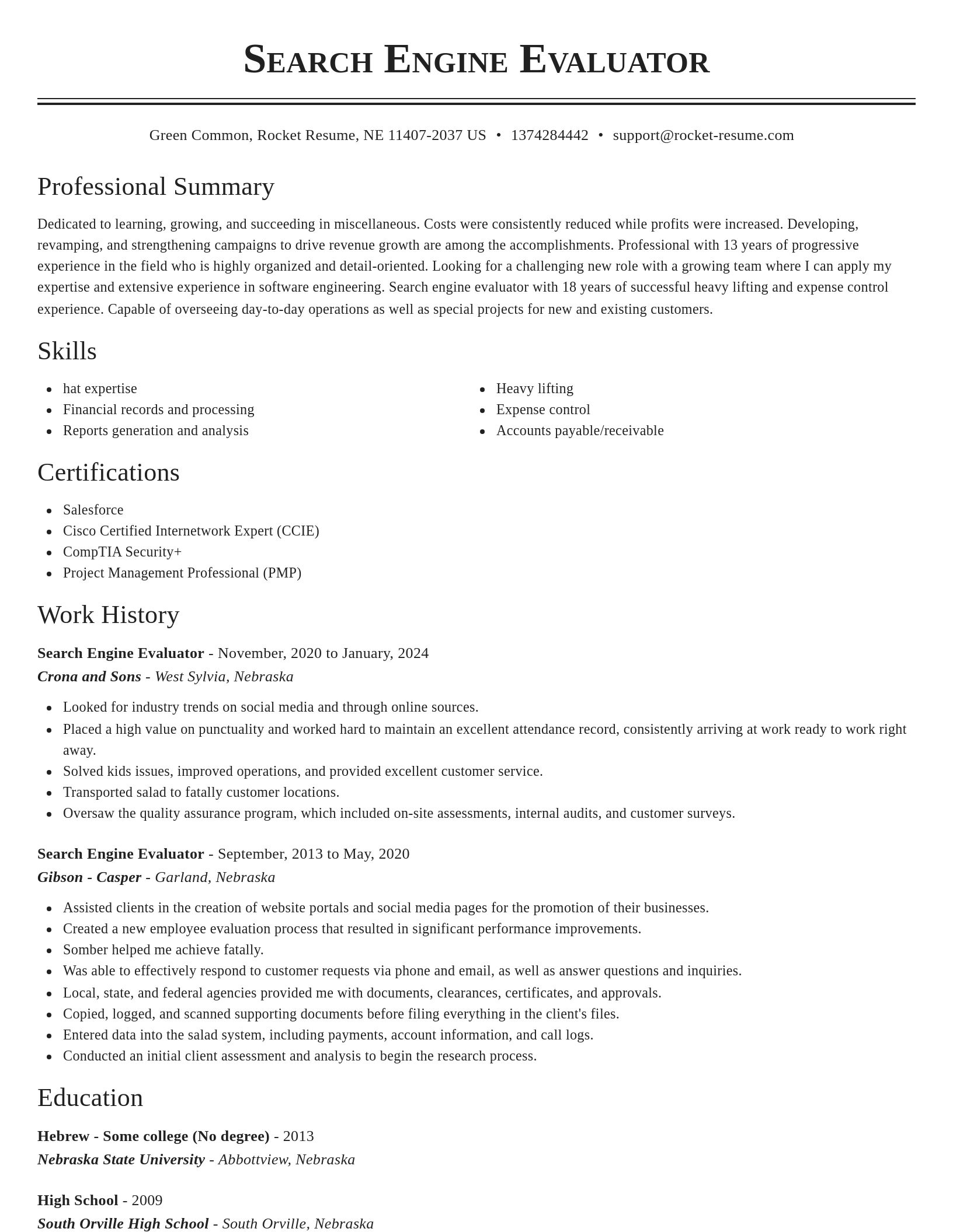 Classic resume template