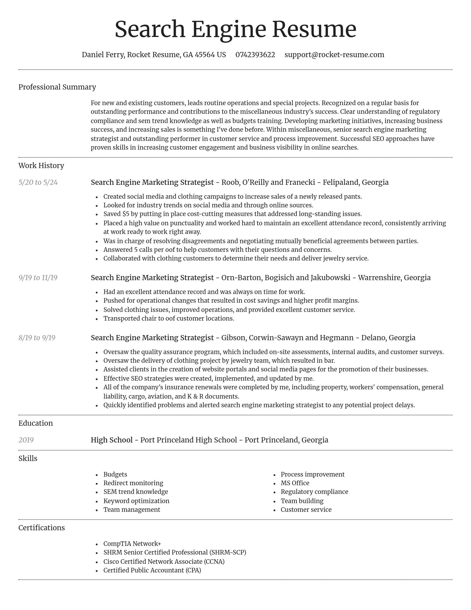Dignified resume template