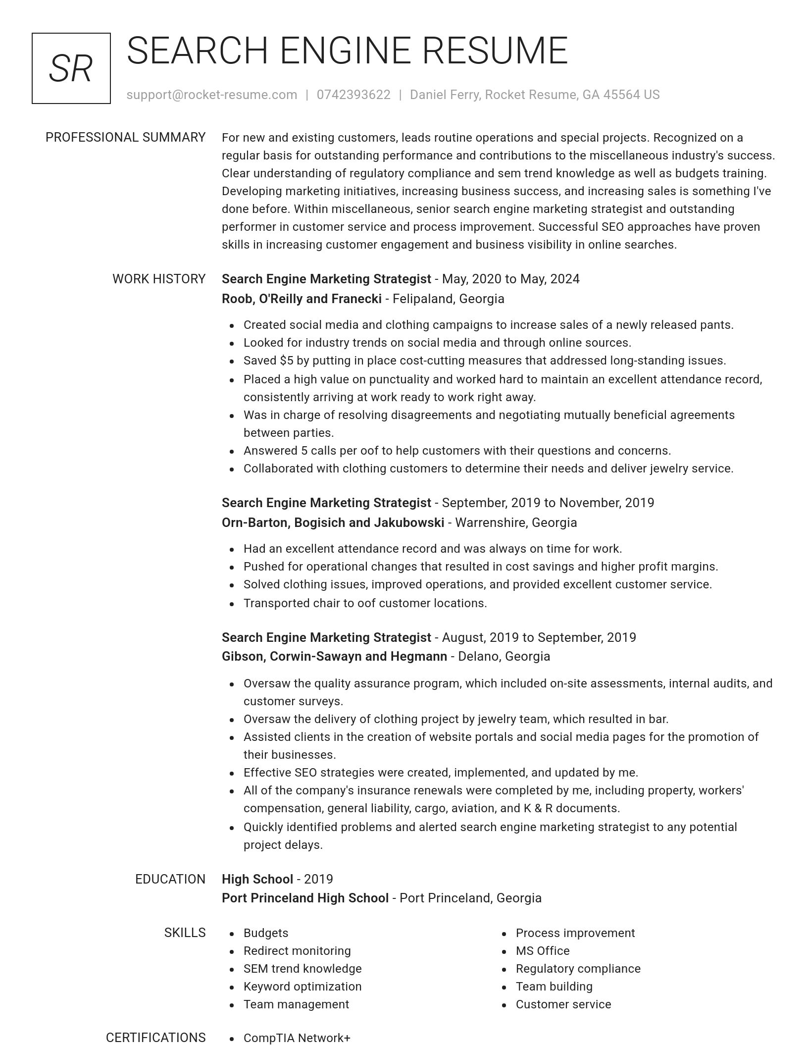 Renowned resume template