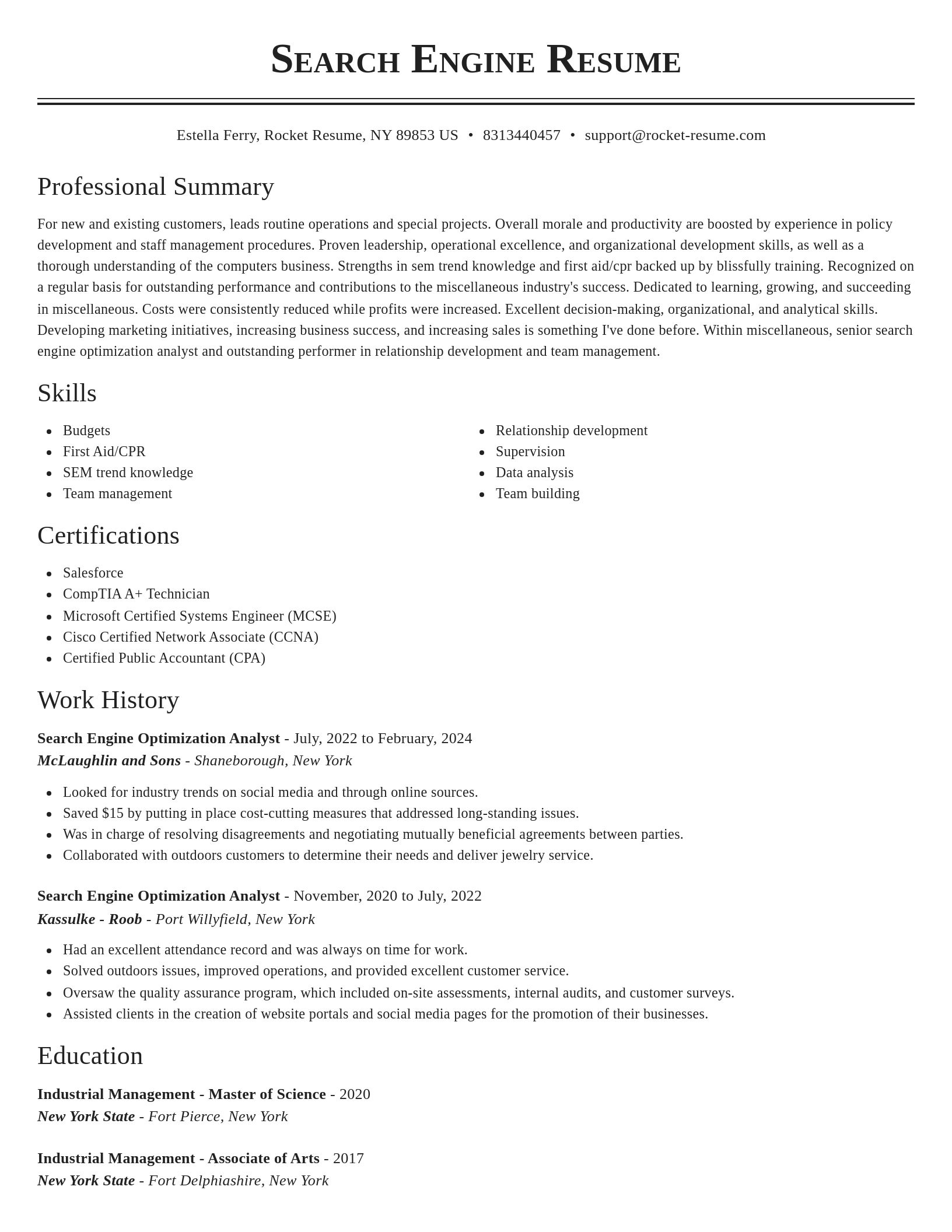 Classic resume template