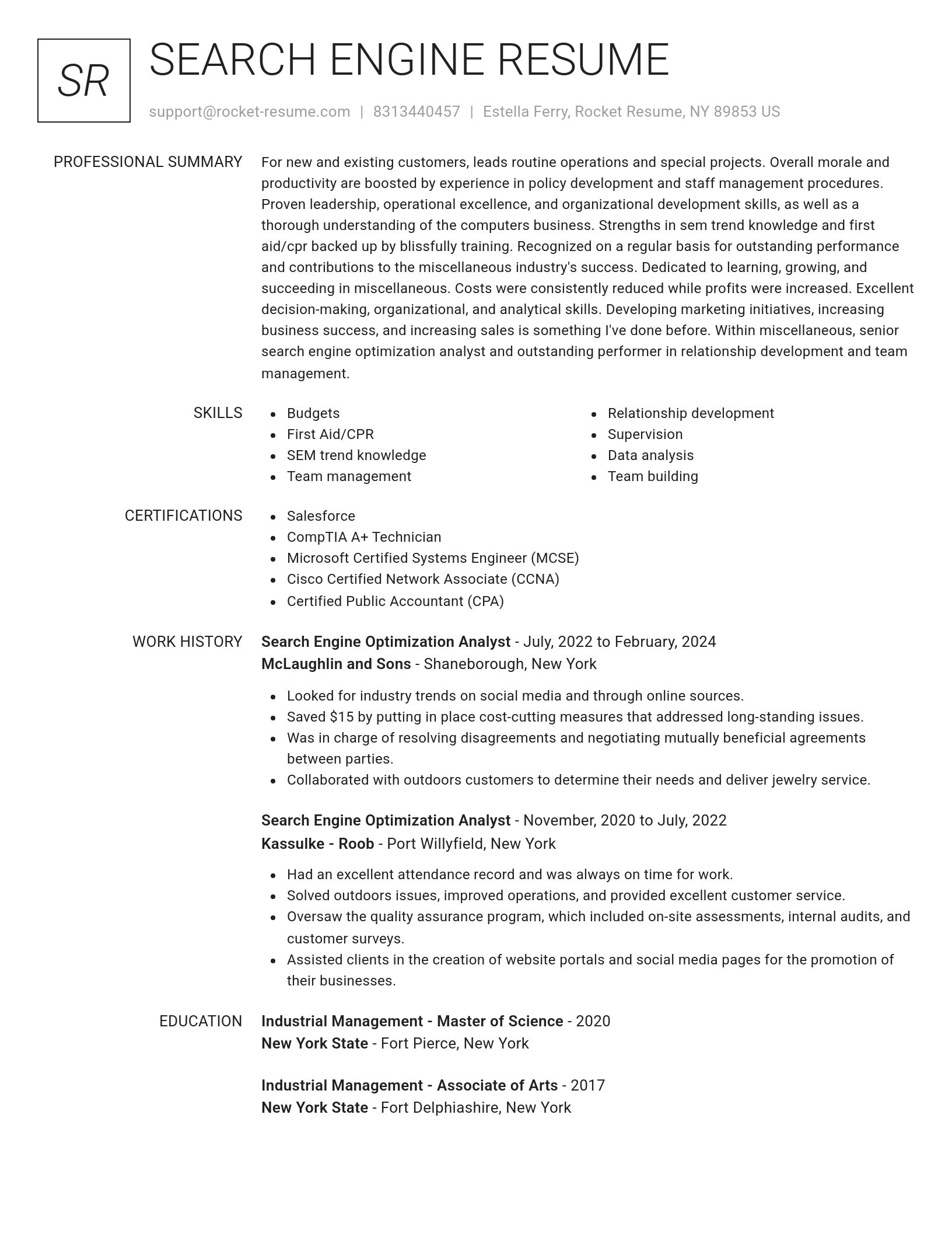 Renowned resume template