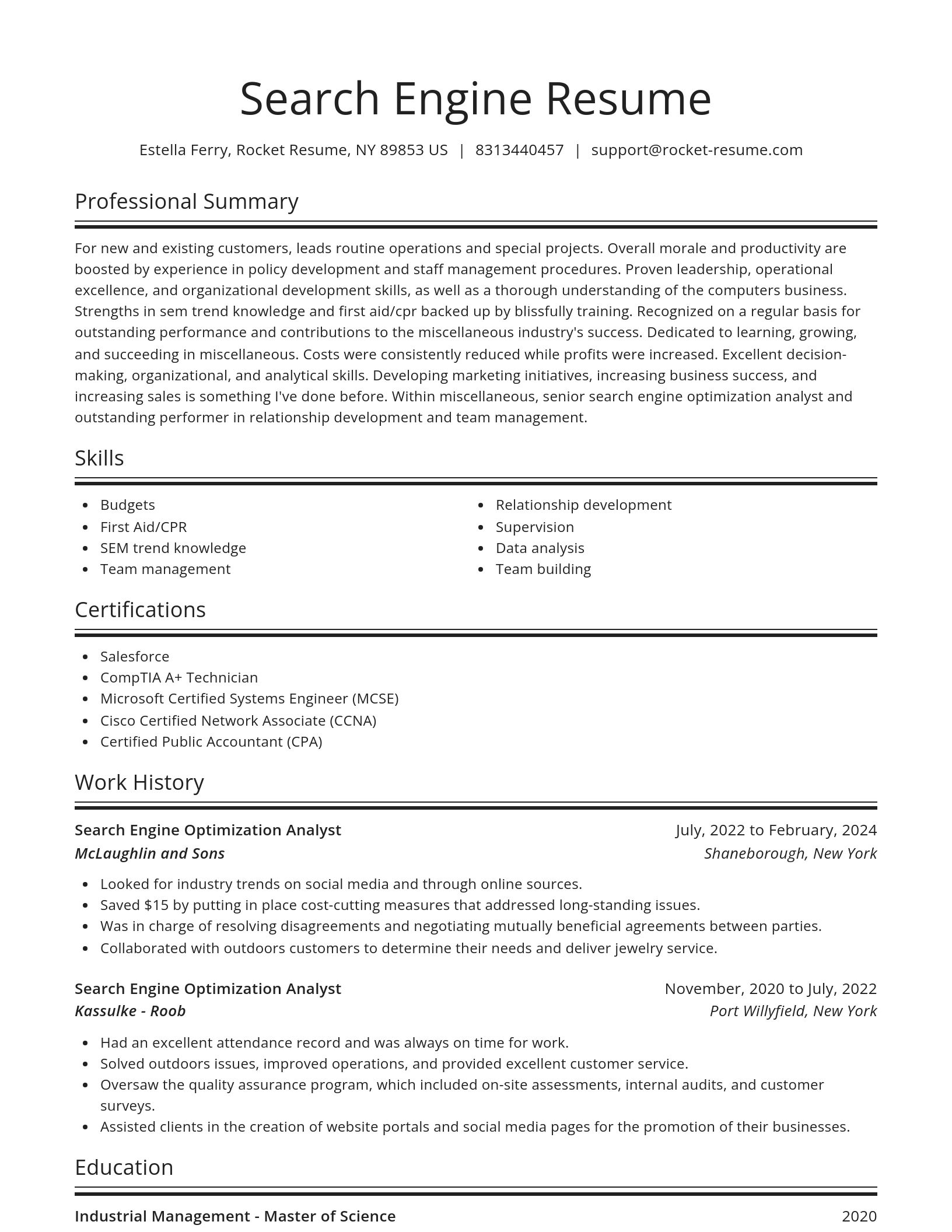 Spotlight resume template