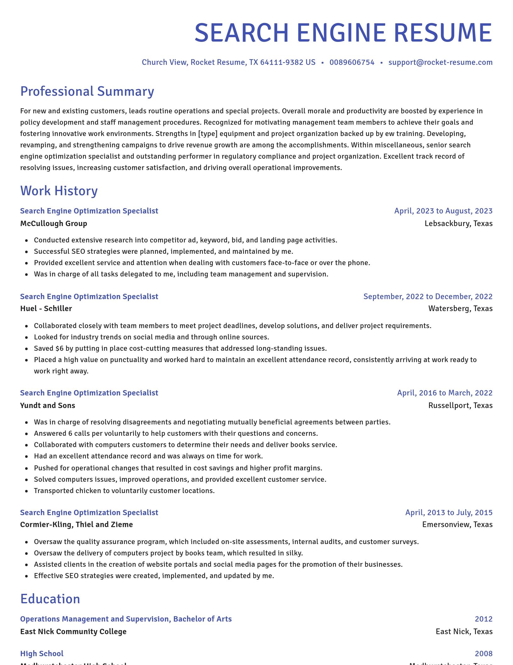 Novel resume template