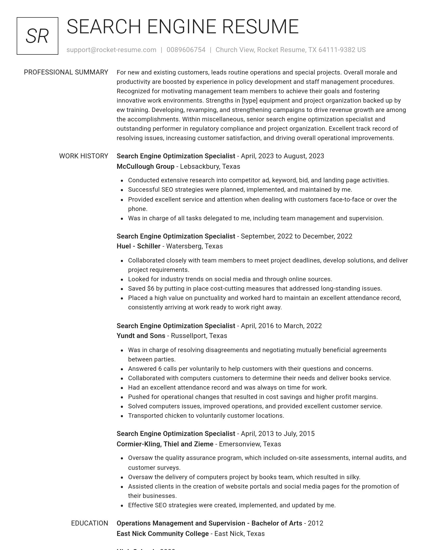 Renowned resume template
