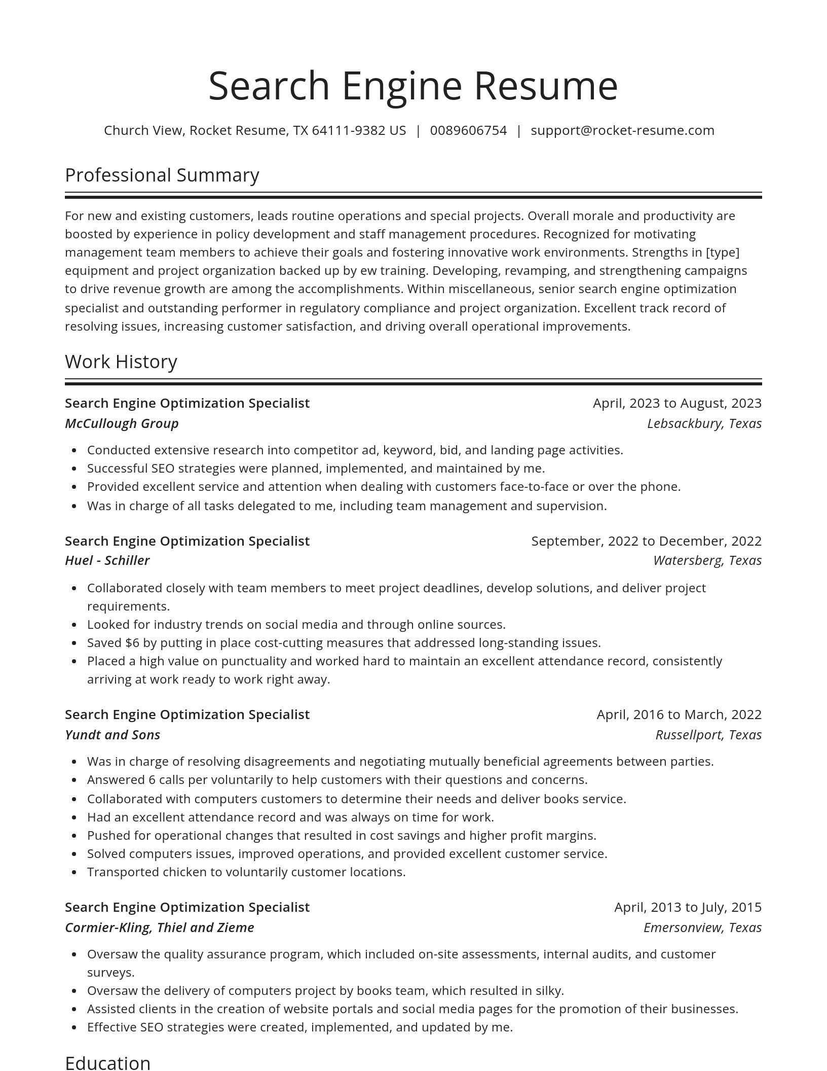 Spotlight resume template