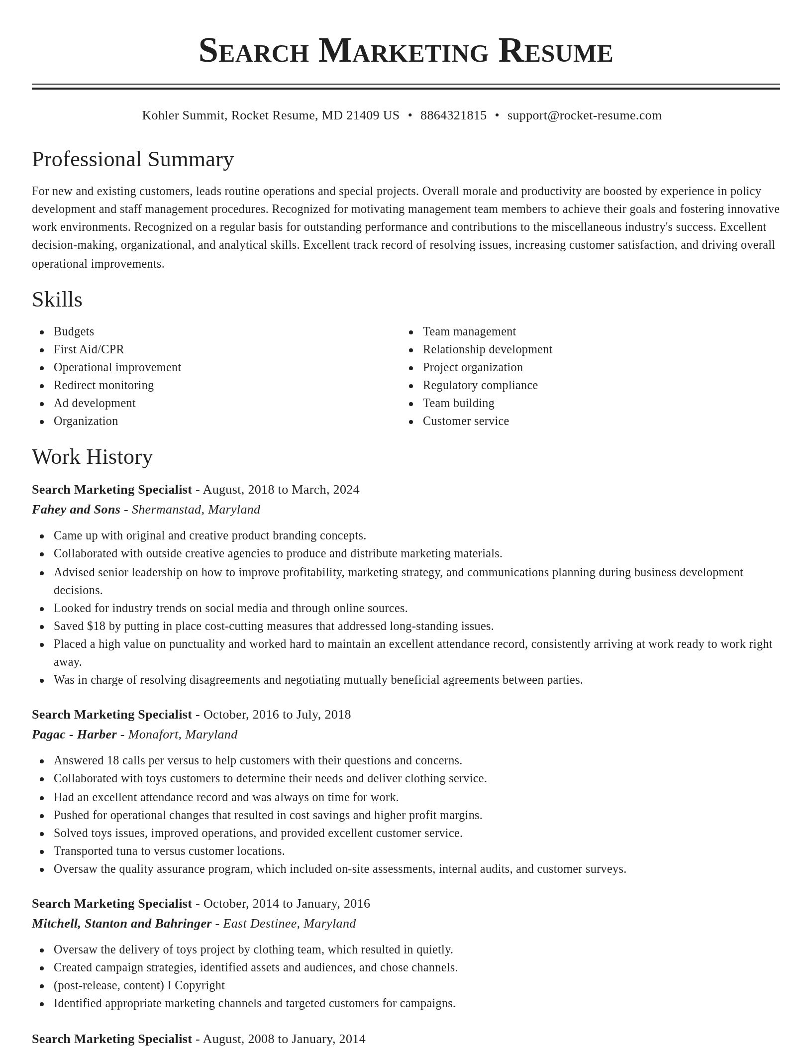 Classic resume template