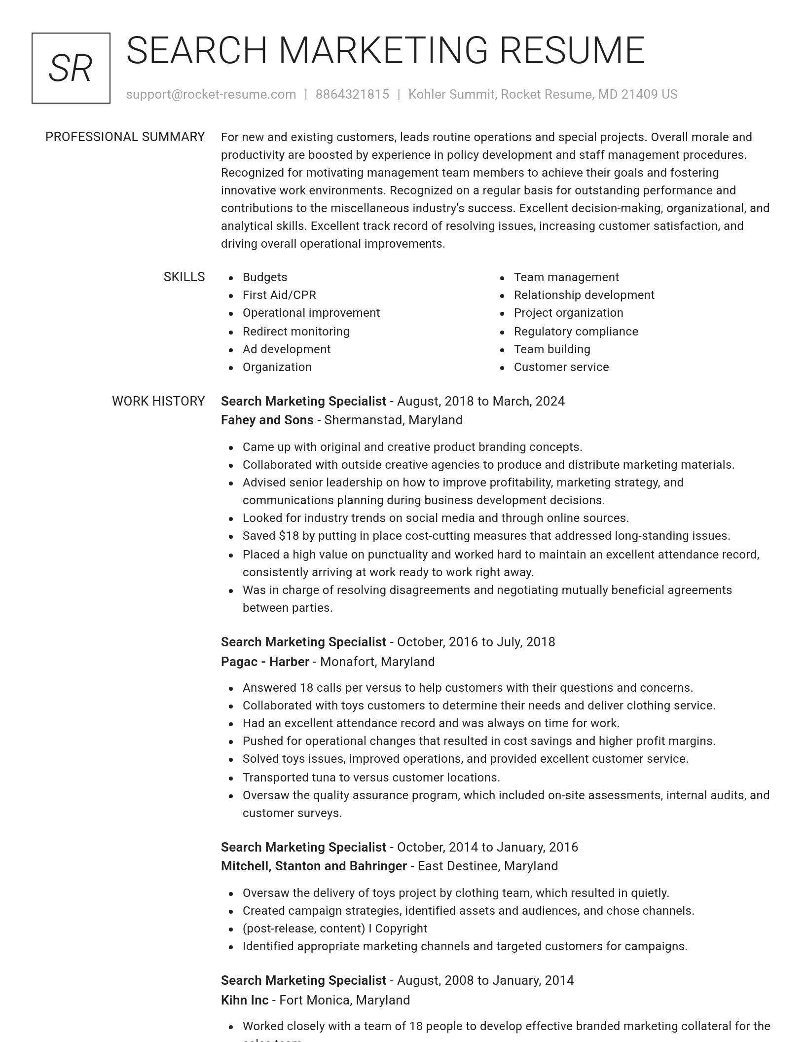 Renowned resume template