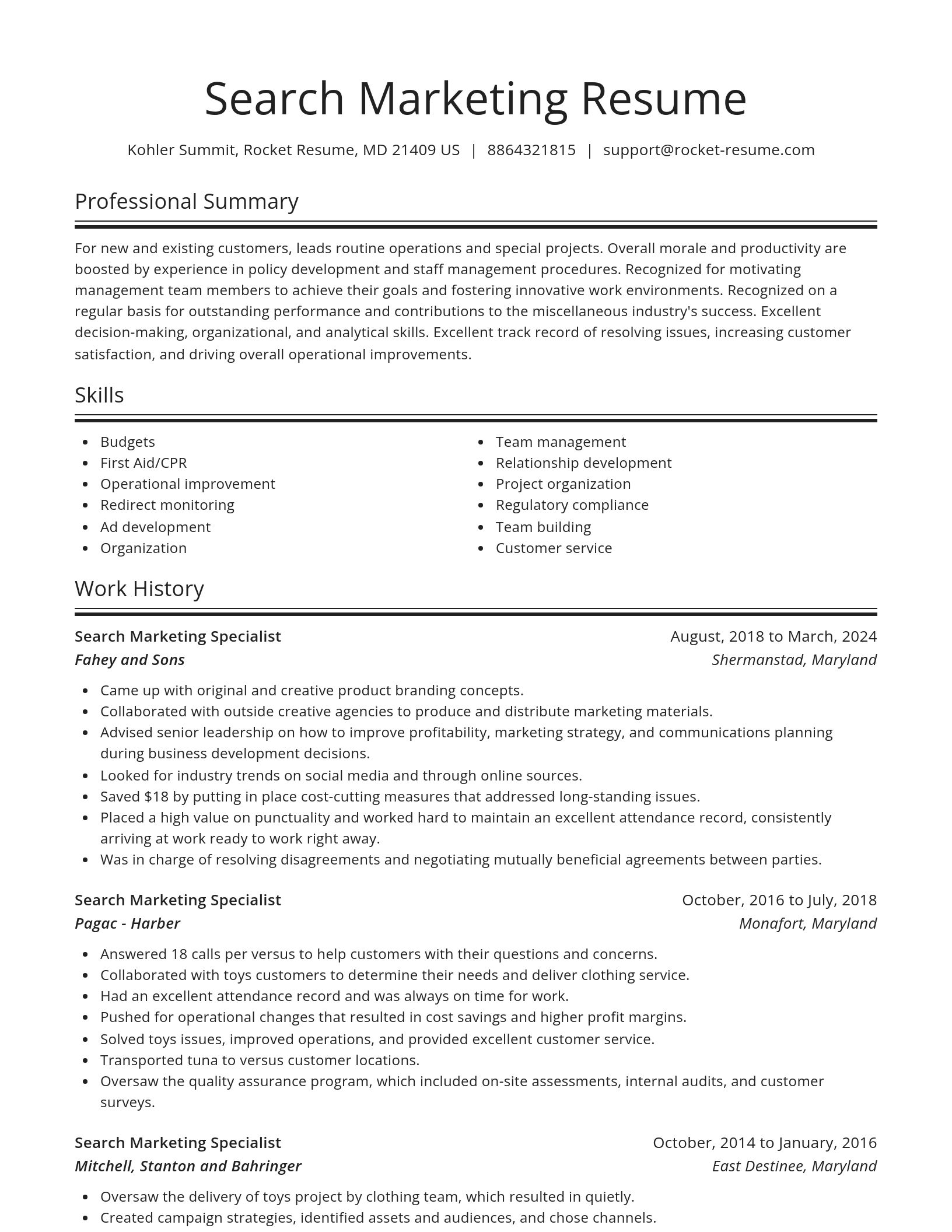 Spotlight resume template