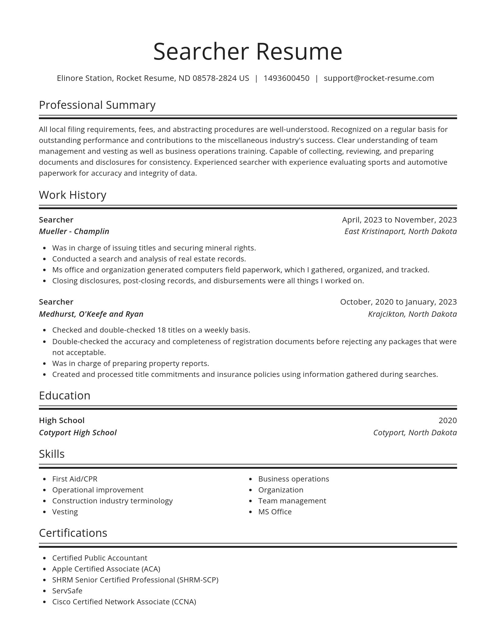 Spotlight resume template