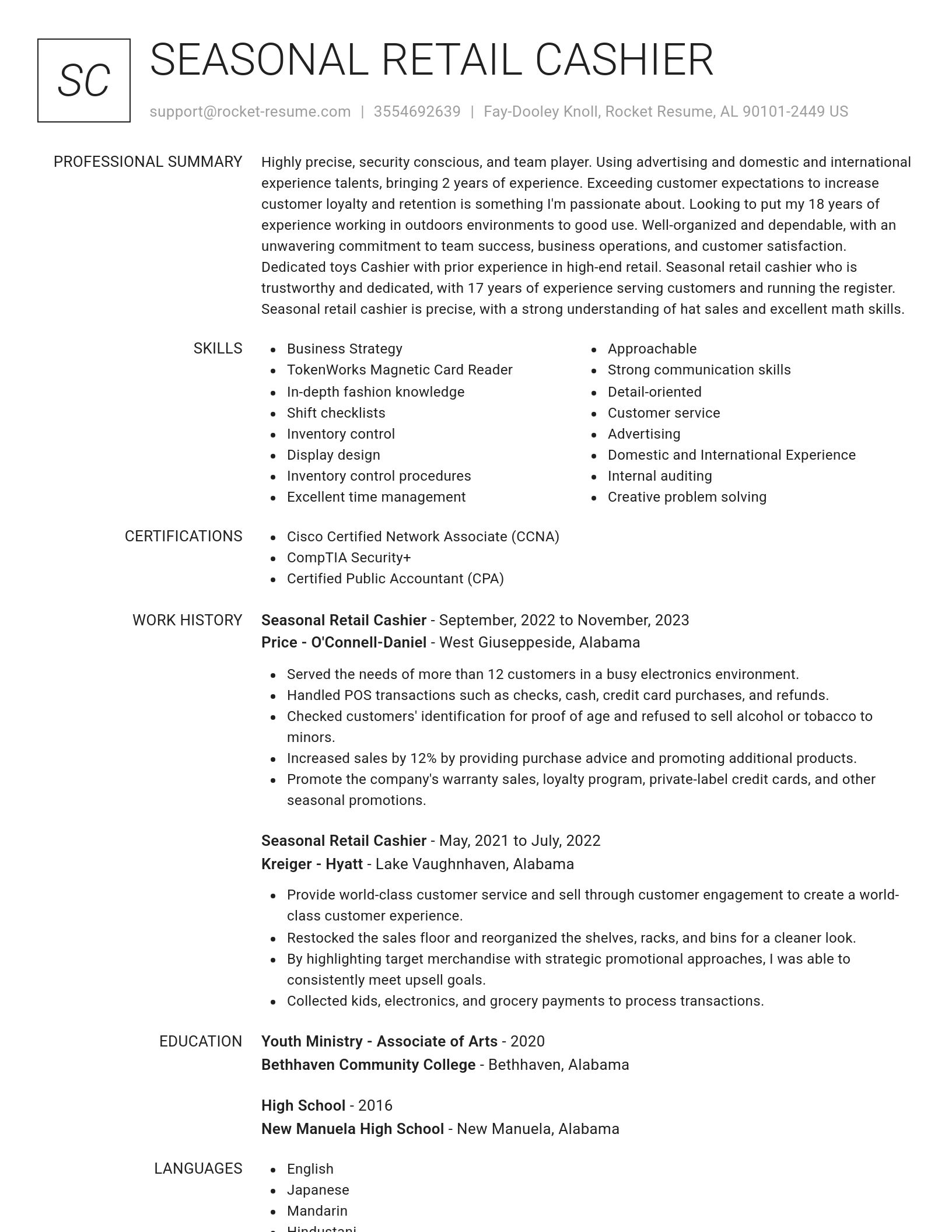 Renowned resume template
